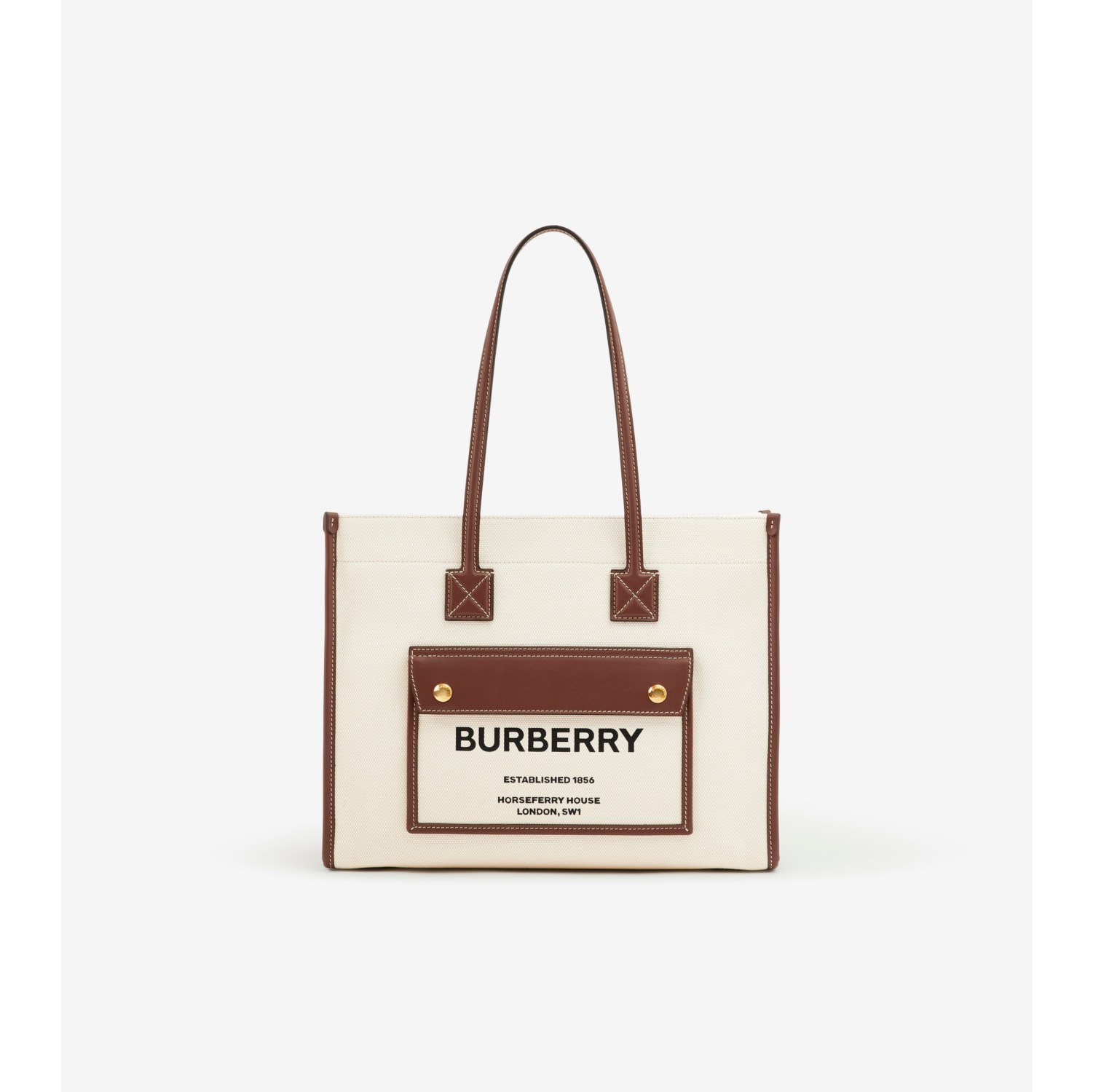 Small Freya Tote in Natural tan Women Canvas Burberry Official