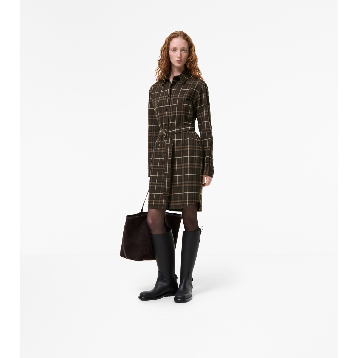  Check Cotton Shirt Dress