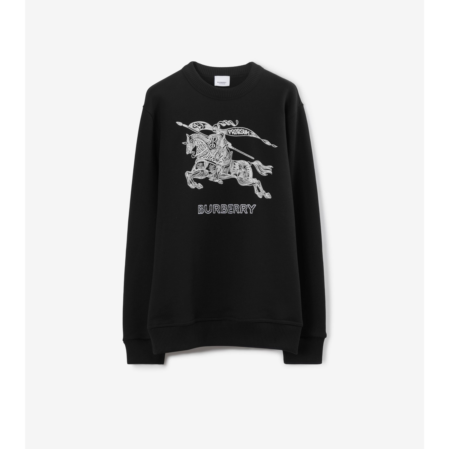 Embroidered EKD Cotton Sweatshirt in Black Men Burberry Official