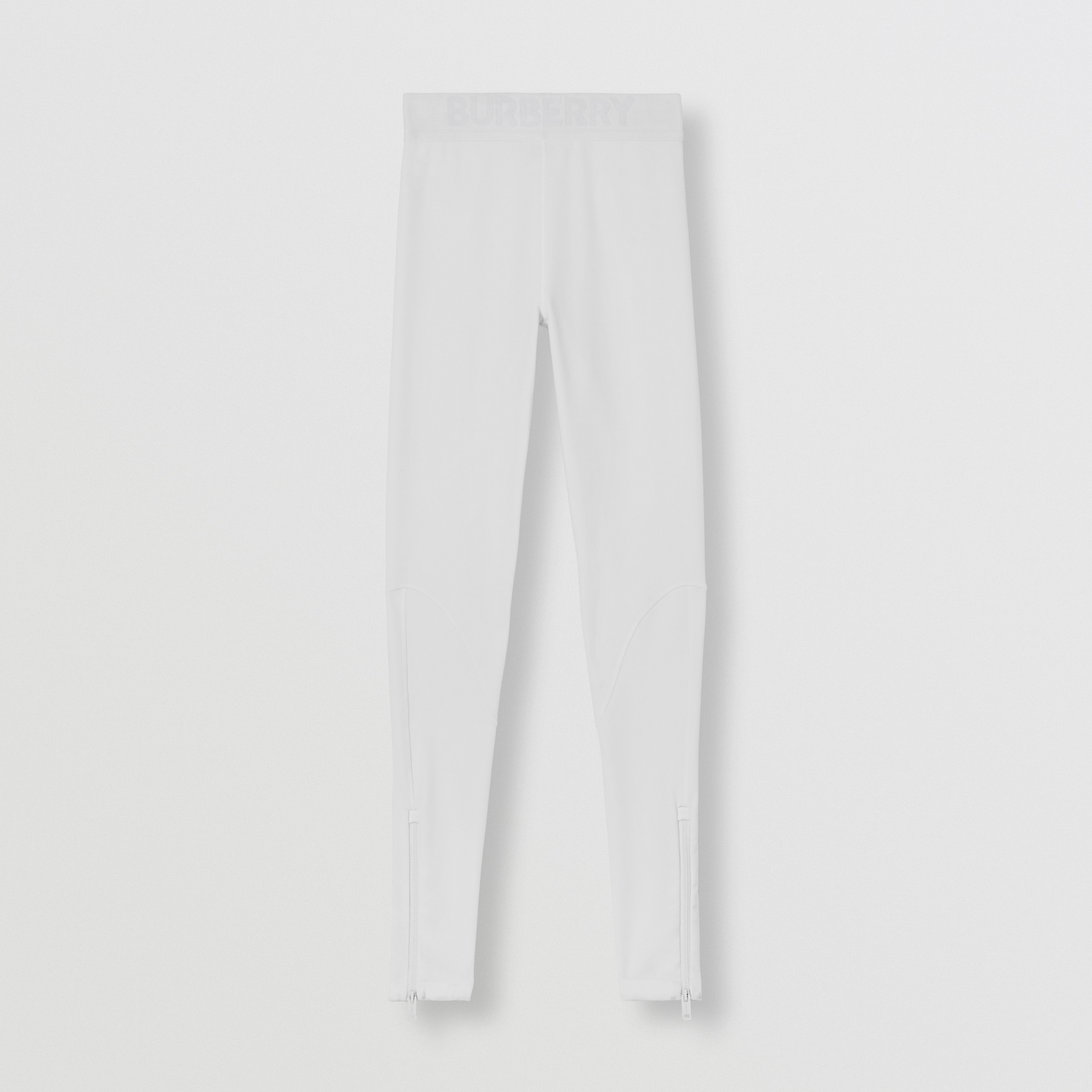 Logo Detail Stretch Jersey Leggings in White - Women | Burberry® Official - 4
