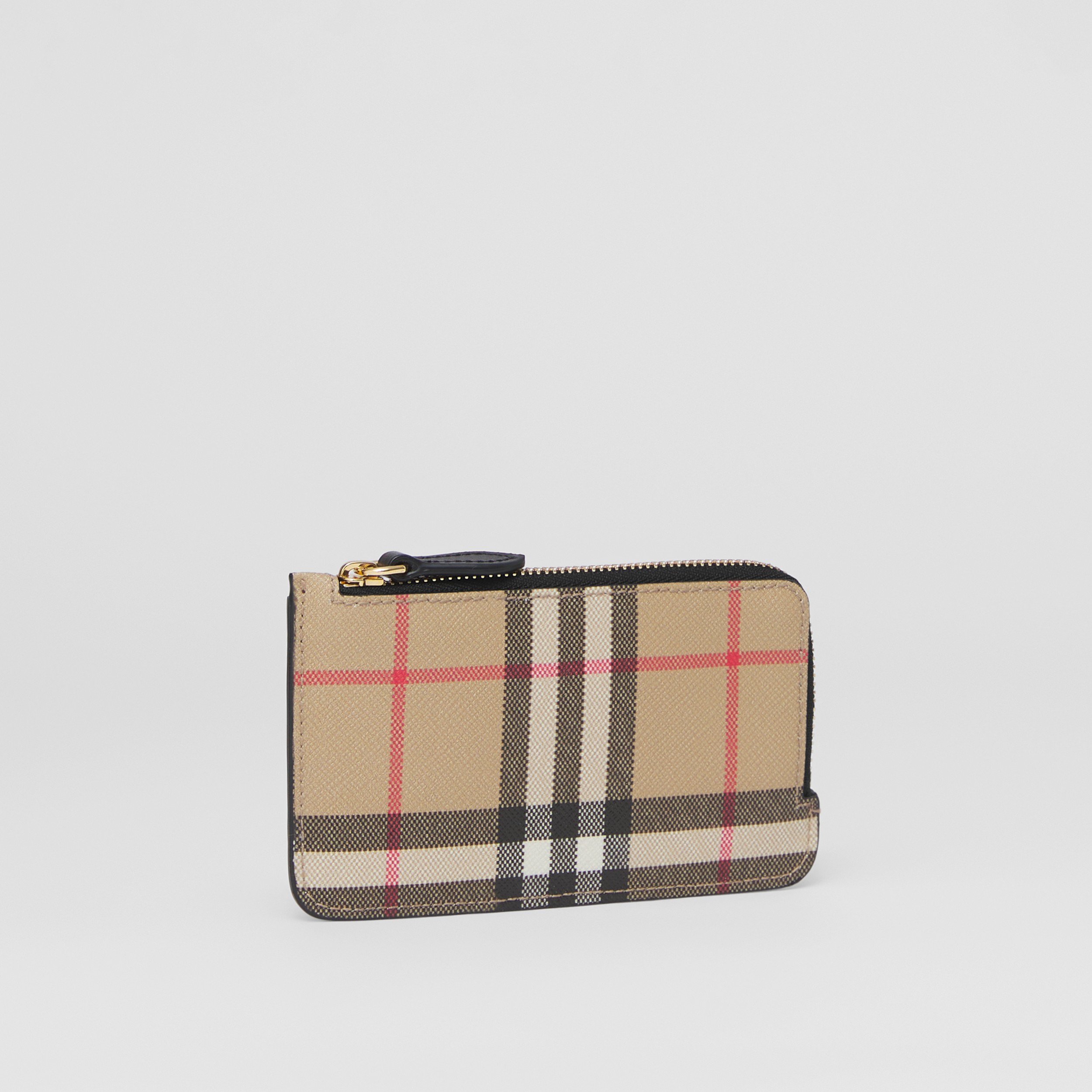 Vintage Check and Leather Zip Card Case in Archive Beige/black - Women | Burberry® Official - 4