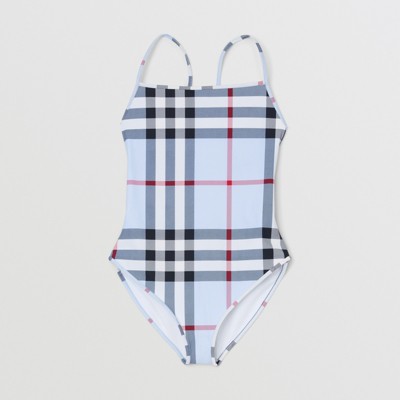 blue burberry bathing suit