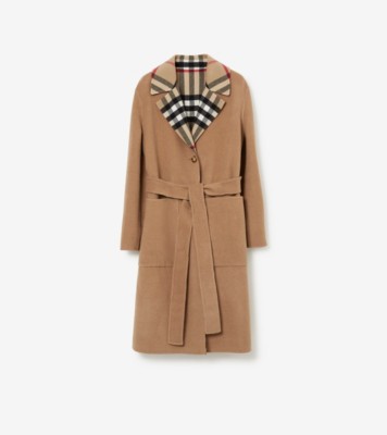 Reversible Check Wool Coat in Archive beige - Burberry