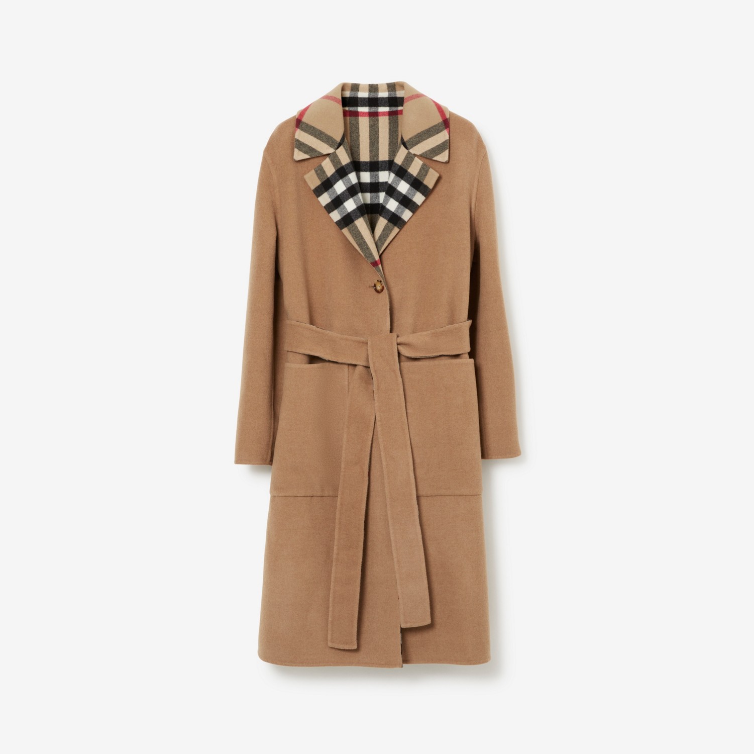 Reversible Check Wool Coat in Archive beige - Women, Cashmere | Burberry® Official