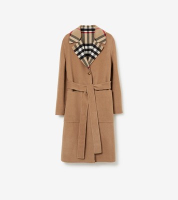 Reversible Check Wool Coat in Archive beige - Women, Cashmere | Burberry® Official