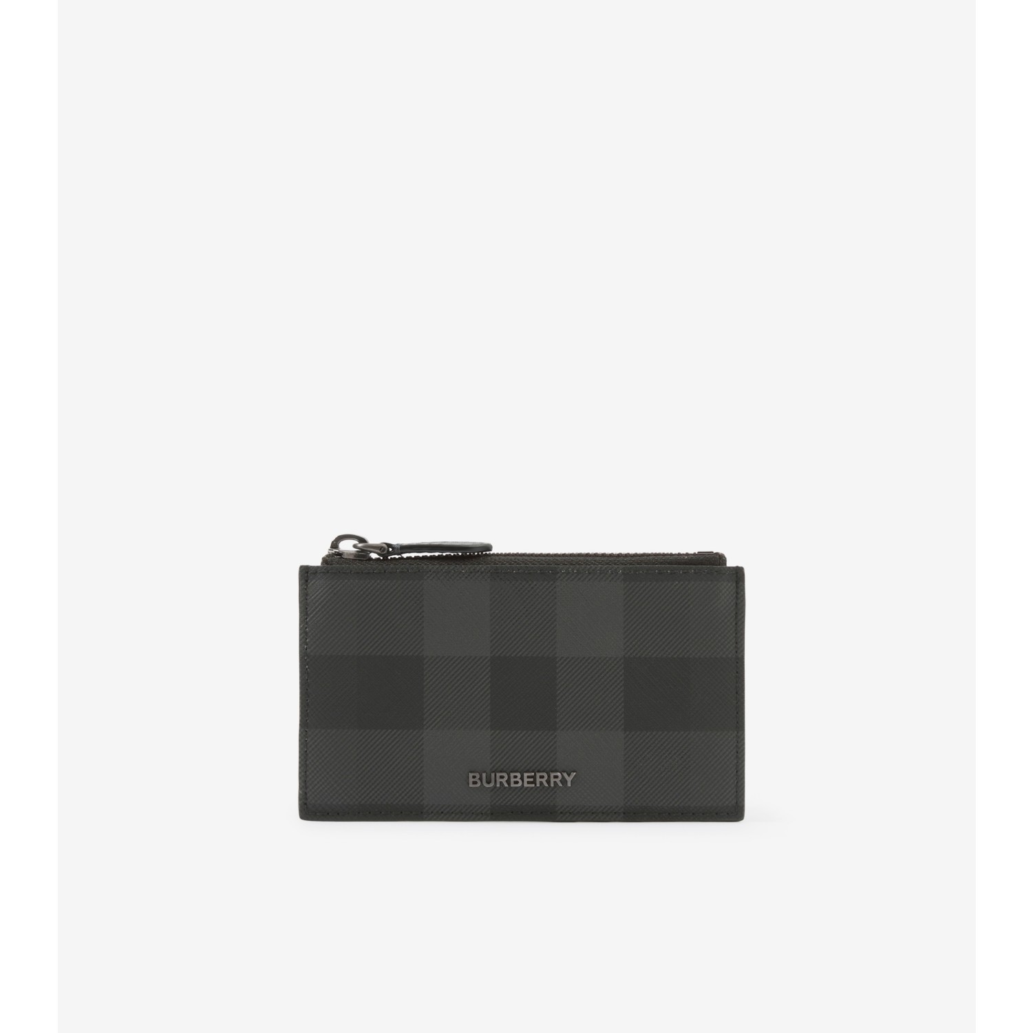 Burberry Check and Leather Card Case Charcoal