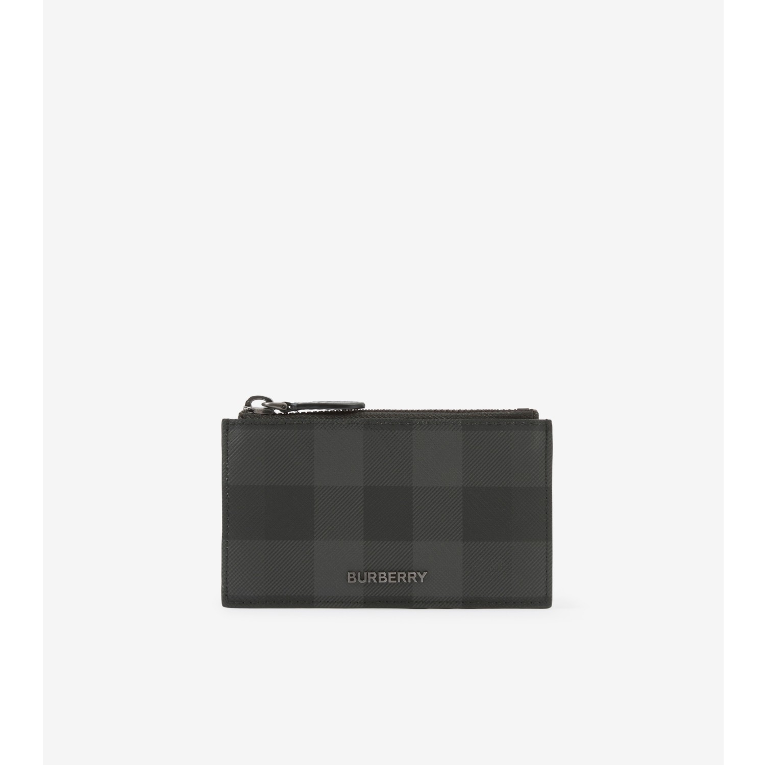 Check Zip Card Case in Charcoal - Men | Burberry® Official