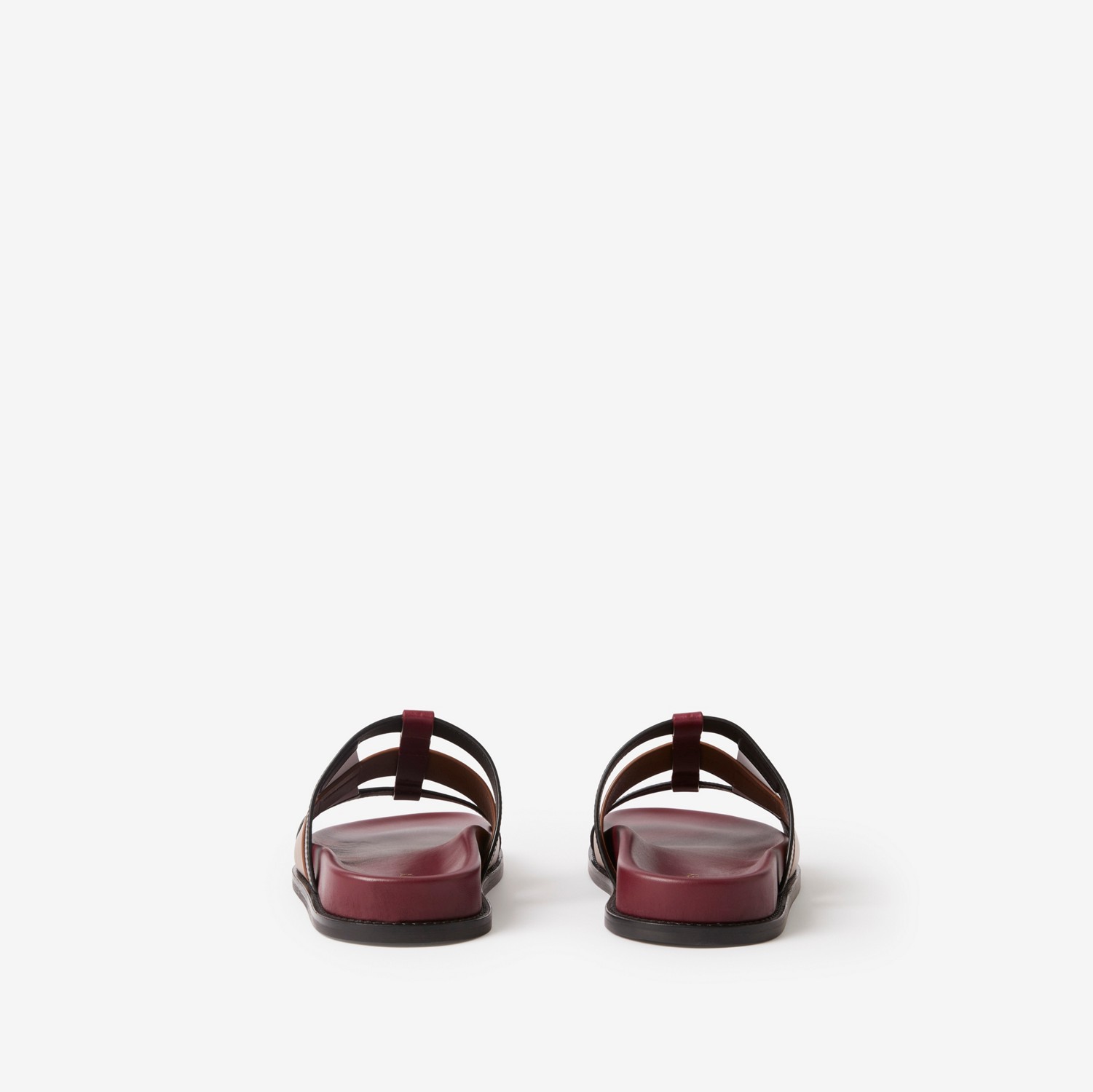 Woven Leather Slides in Dark Birch Brown/bordeaux/white - Women | Burberry® Official