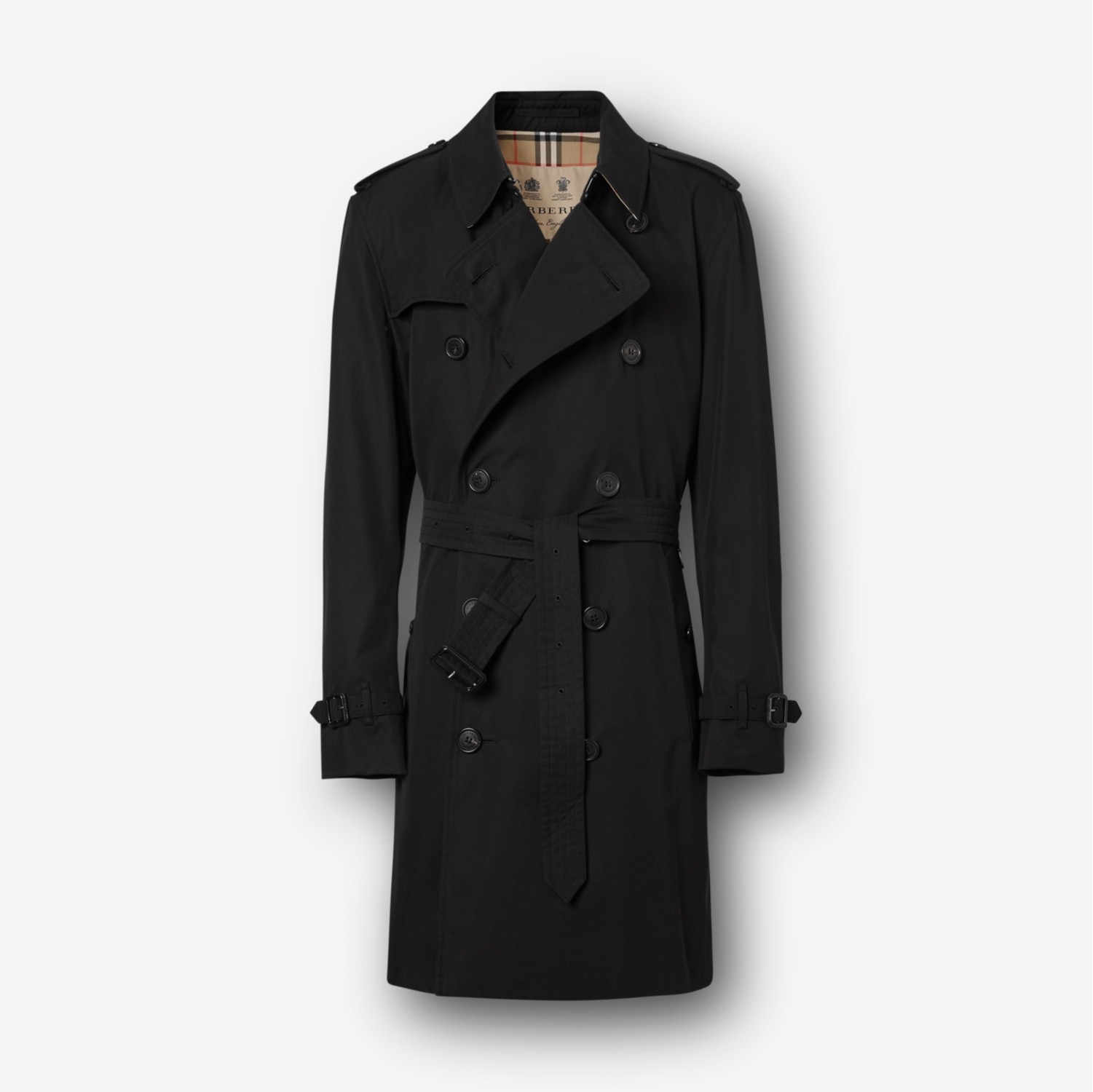 The Mid length Kensington Heritage Trench Coat in Black Men