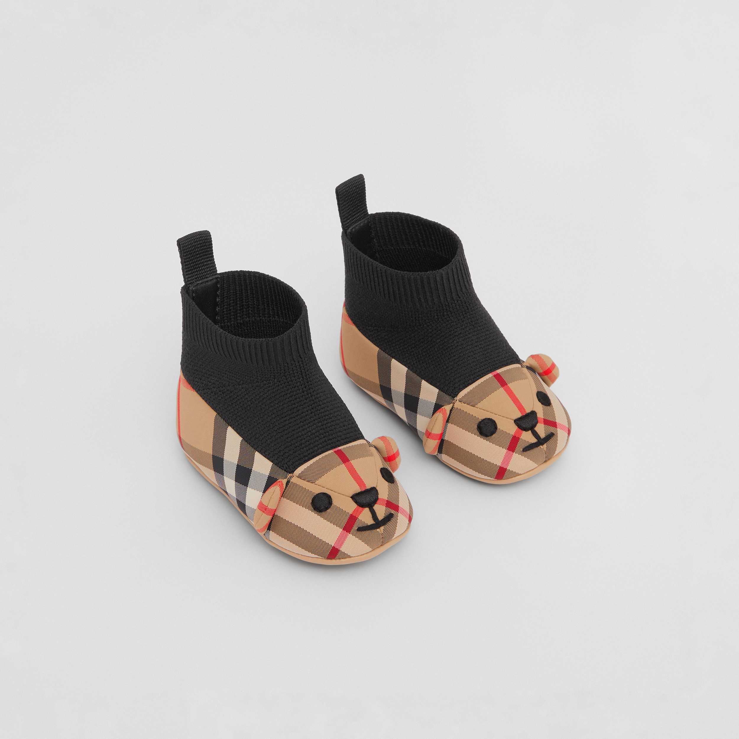 Thomas Bear Motif Vintage Check Booties in Archive Beige - Children | Burberry® Official - 1