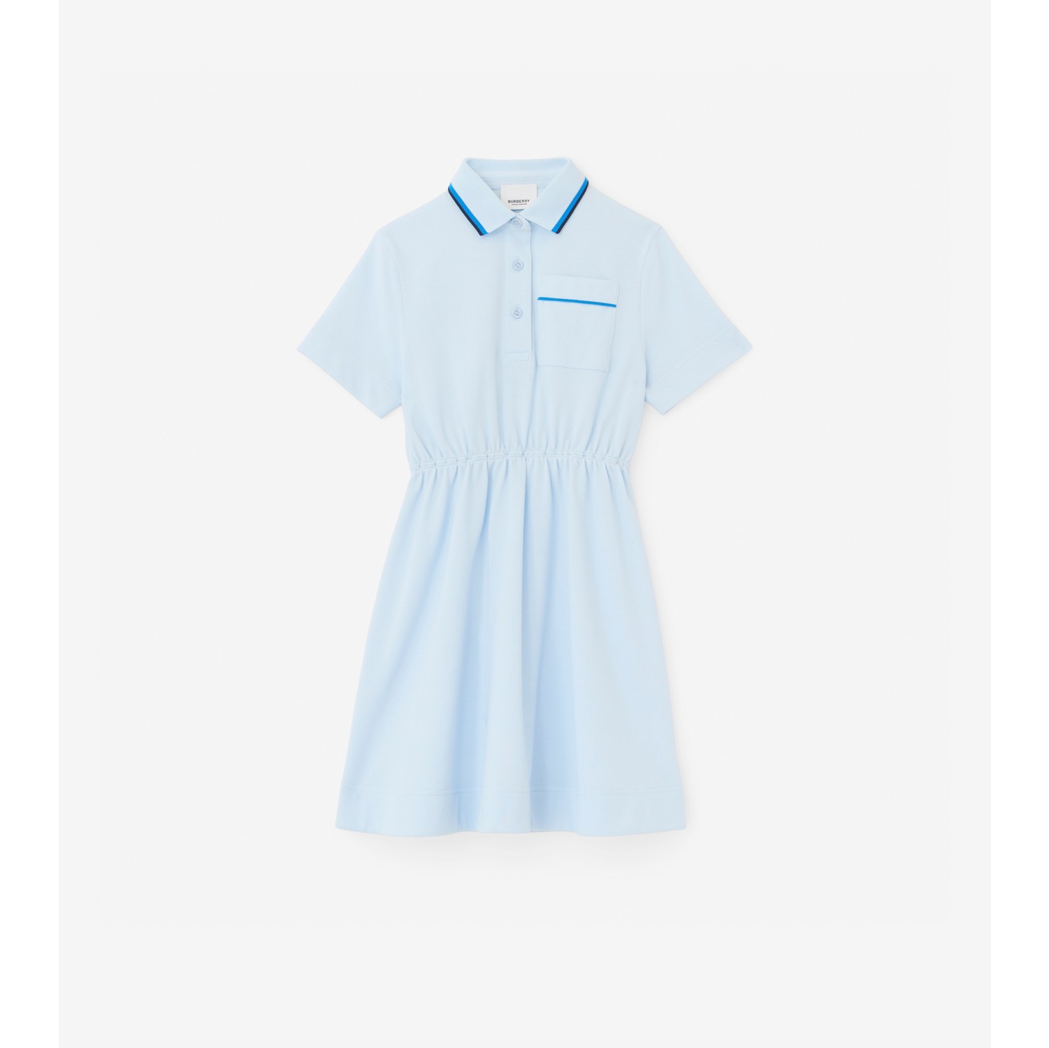 Logo Script Print Cotton Piqué Polo Shirt Dress in Pale Blue - Children ...