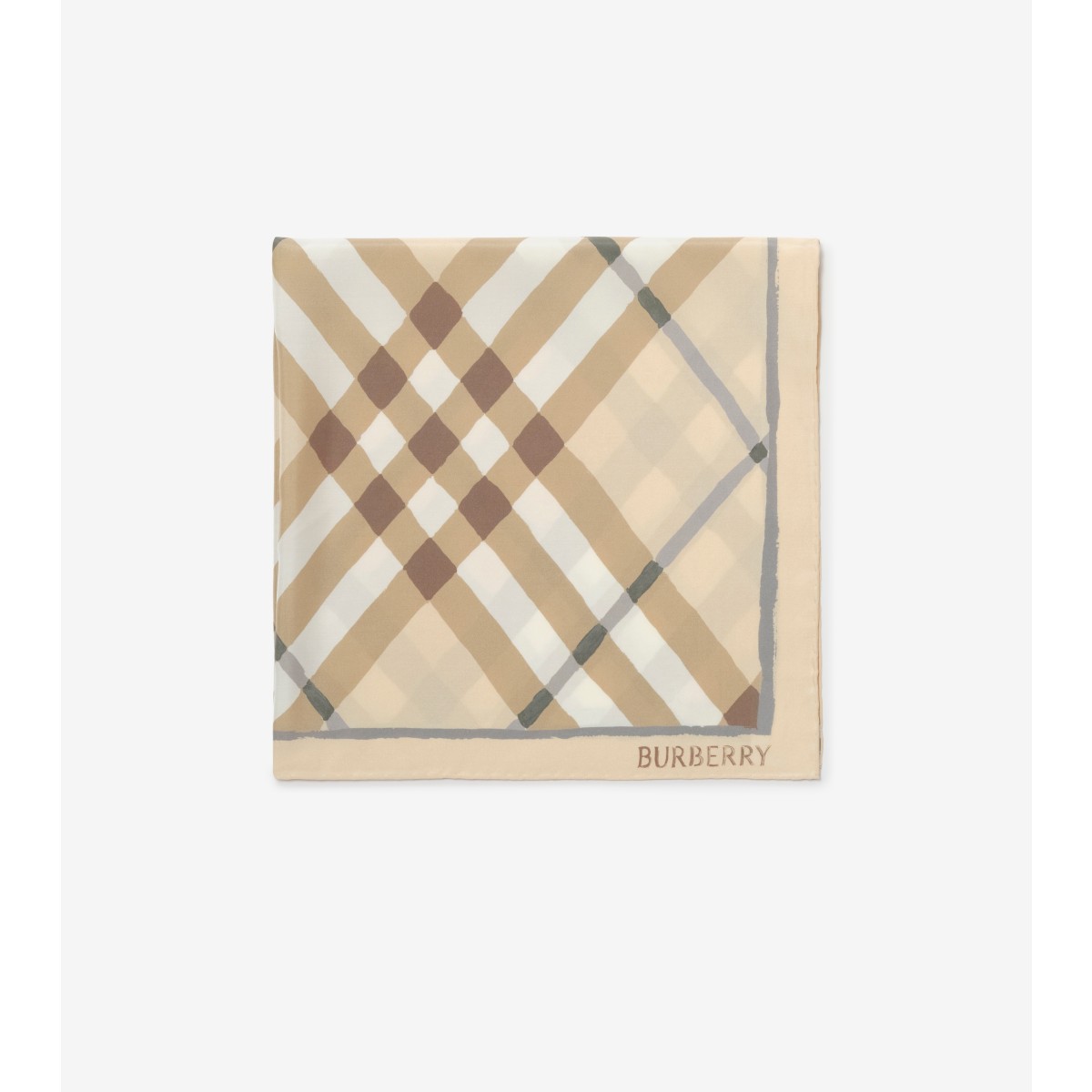  Check Watercolour Silk Scarf