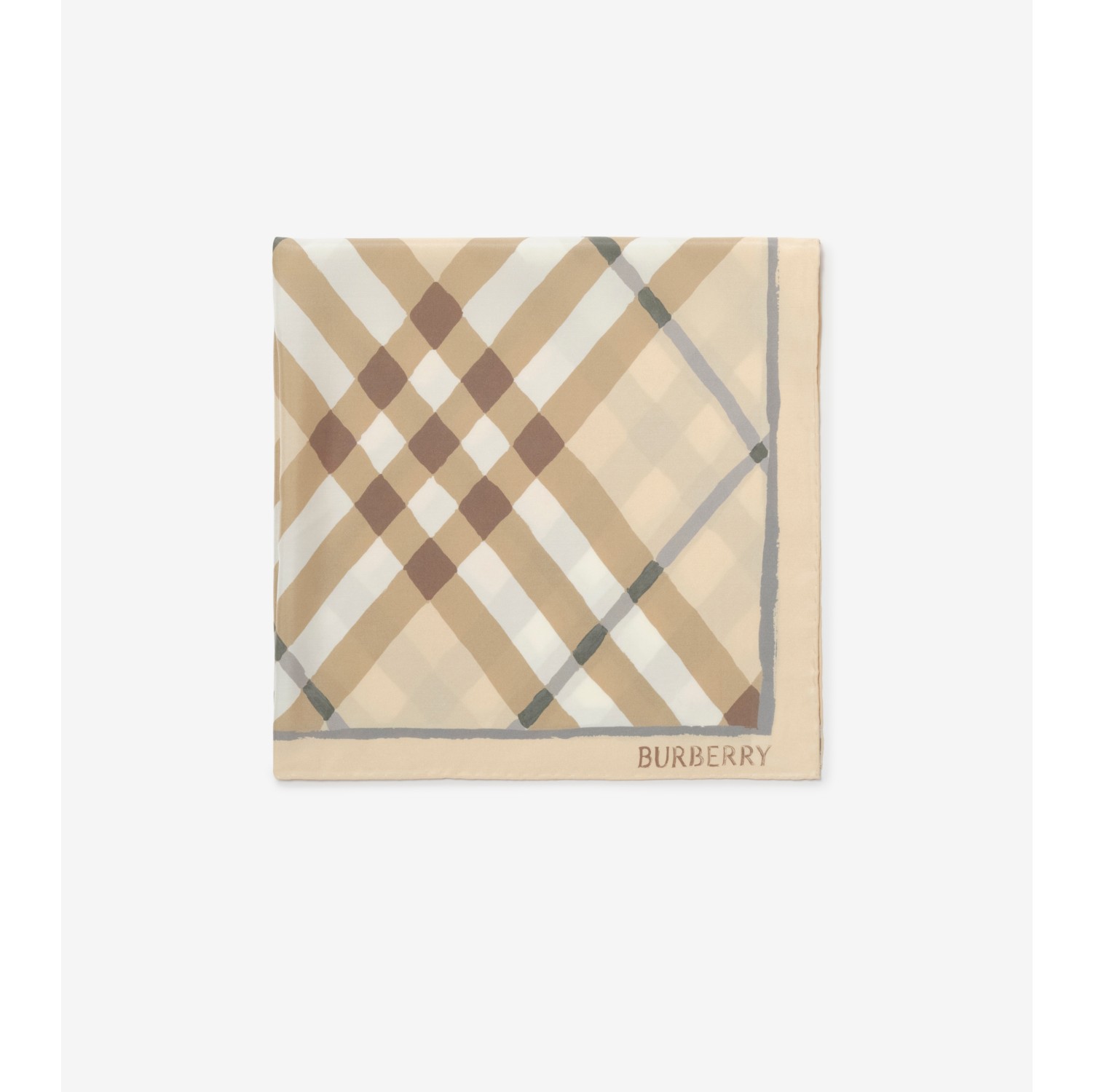 Seidenschal in Check in Aquarelloptik