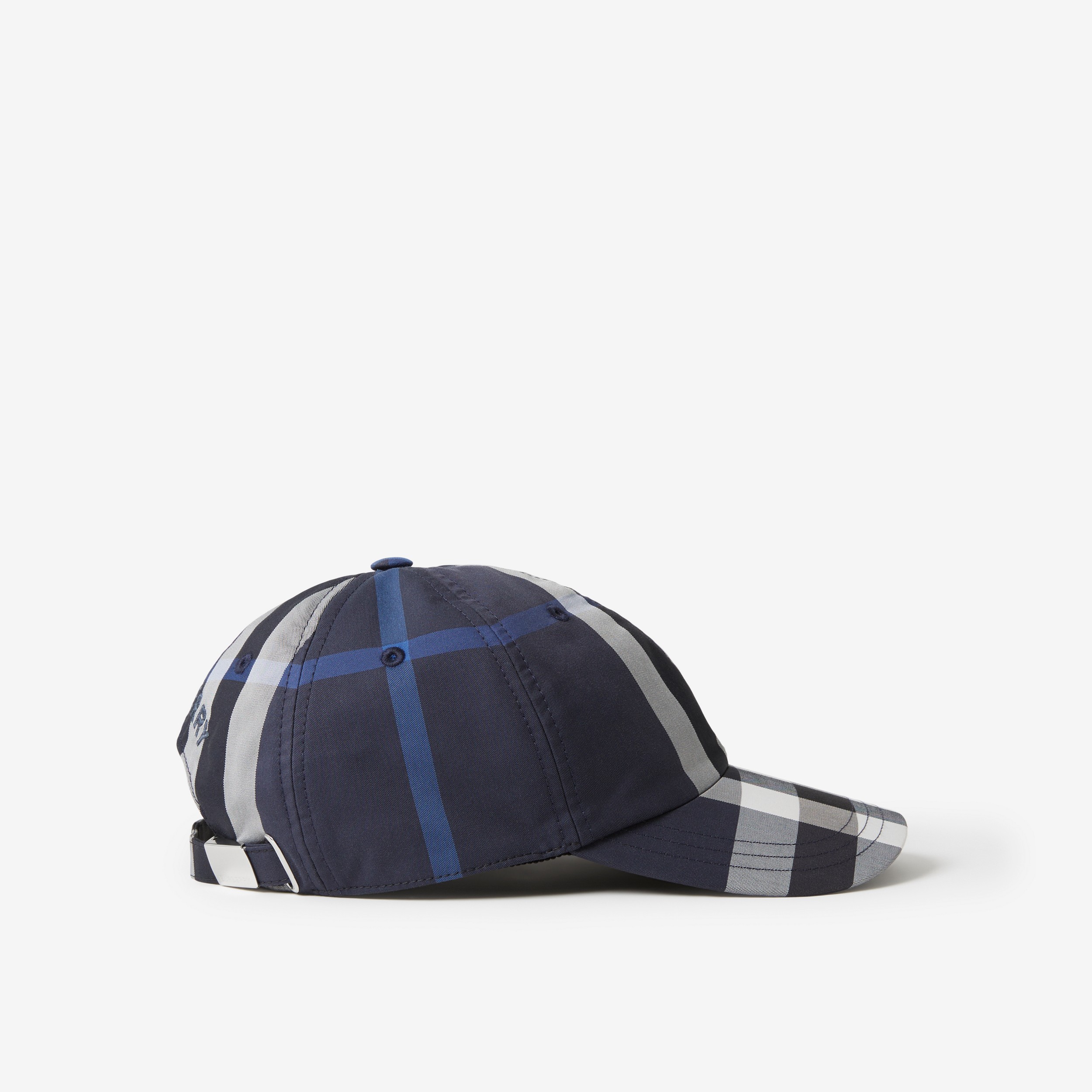 Check Cotton Blend Baseball Cap in Dark Charcoal Blue | Burberry® Official - 2