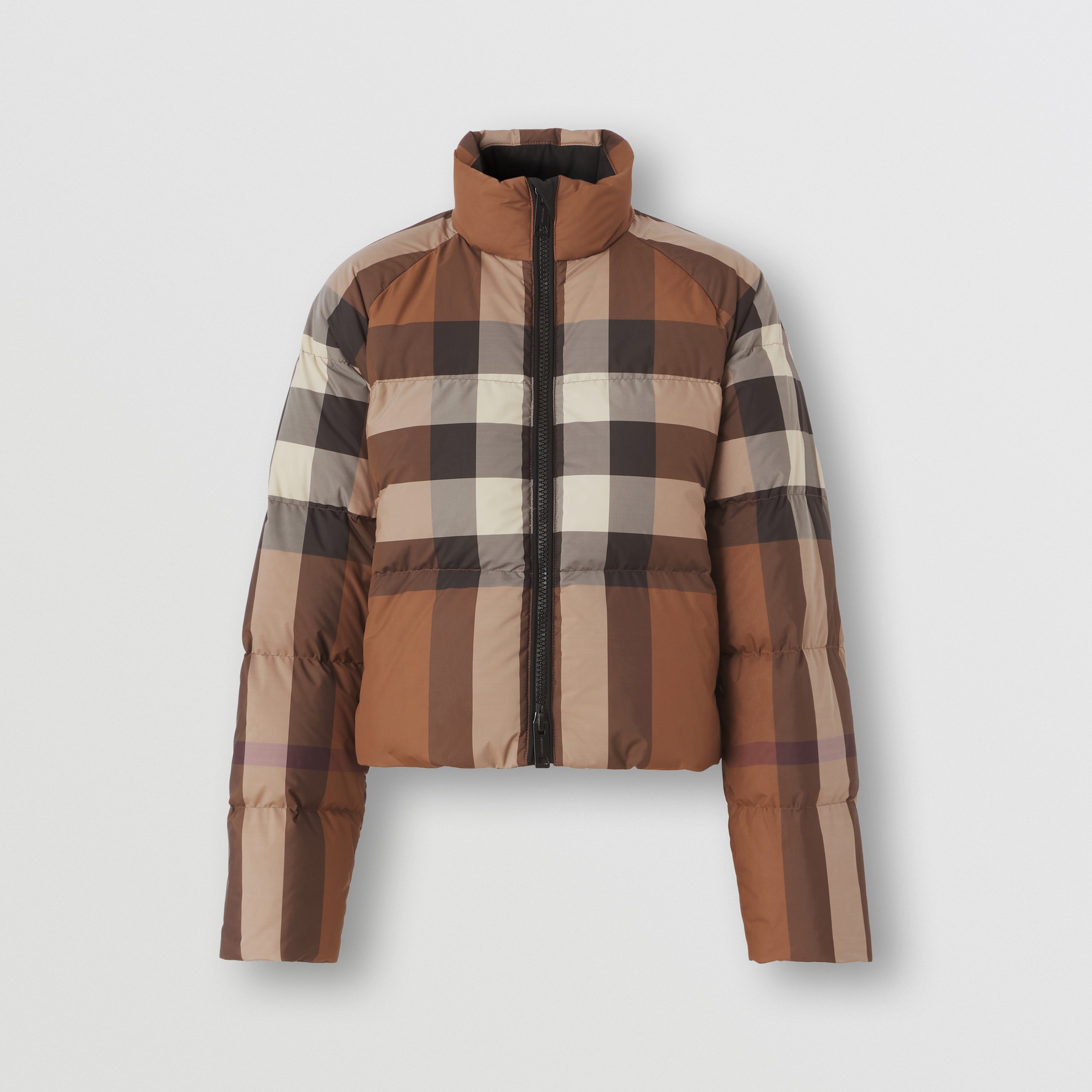 Check Cropped Puffer Jacket in Dark Birch Brown - Women | Burberry® Official - 4