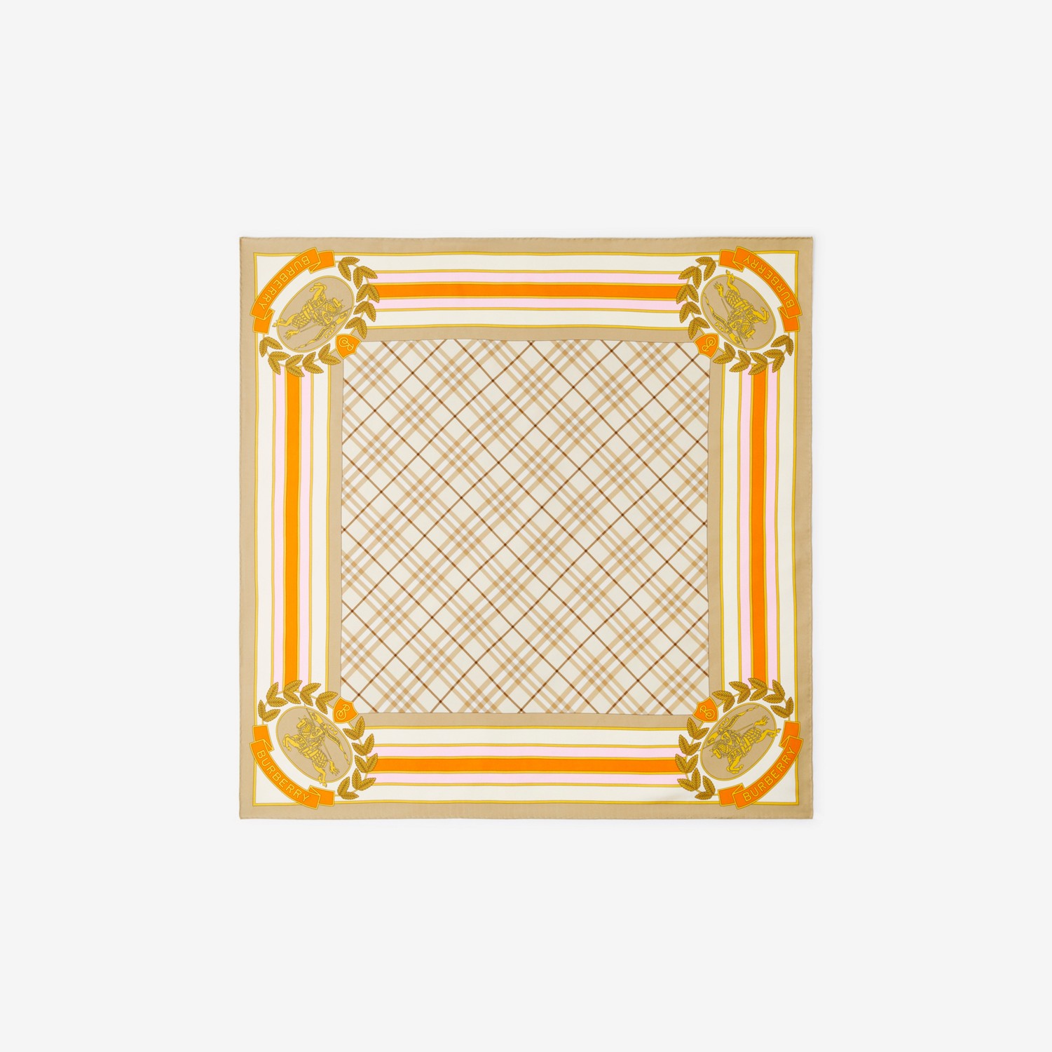 Foulard in seta con collage di stampe (Fulvo Tenue/arancione Brillante) | Sito ufficiale Burberry®