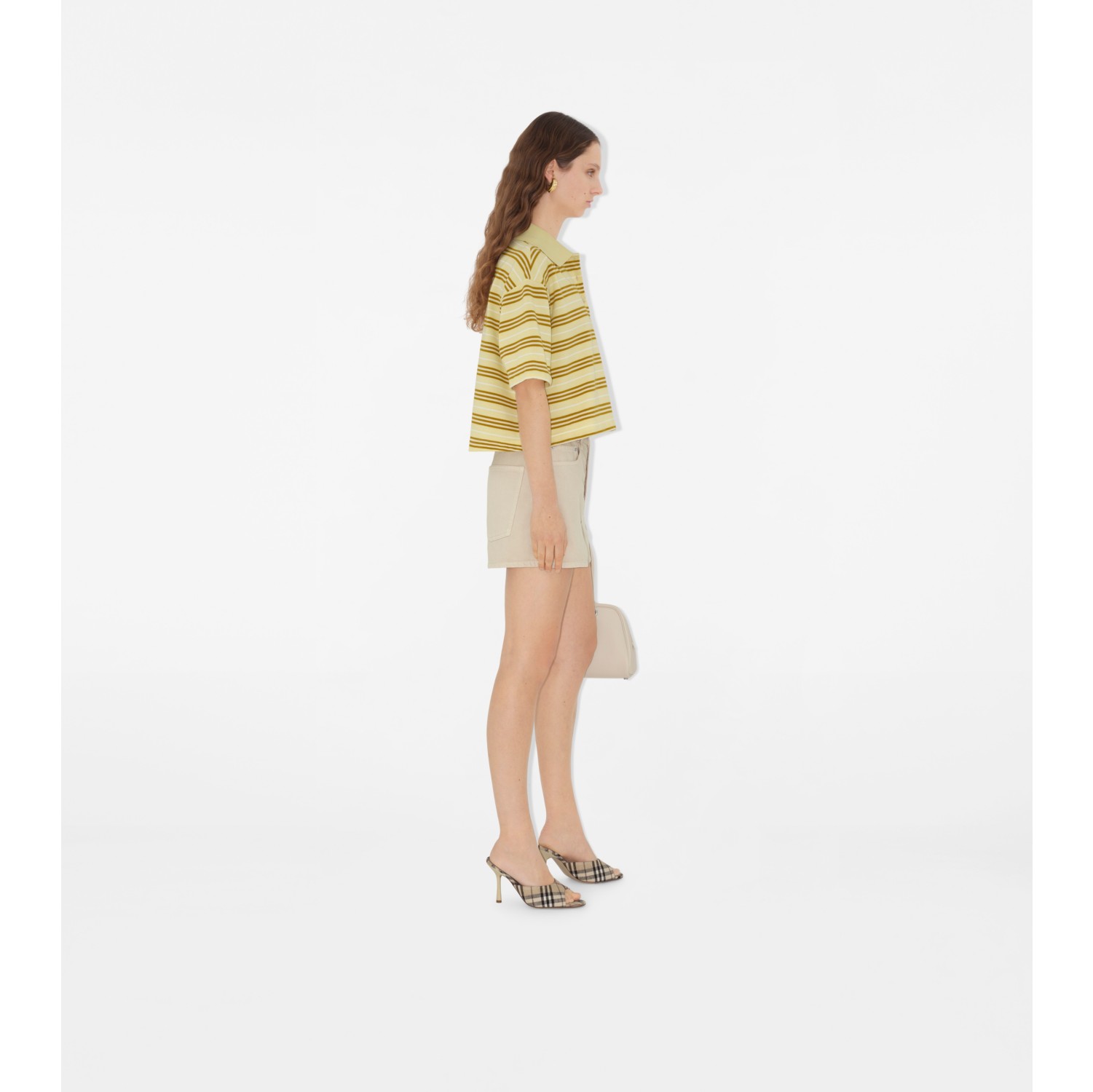 Polo cropped en algodón a rayas