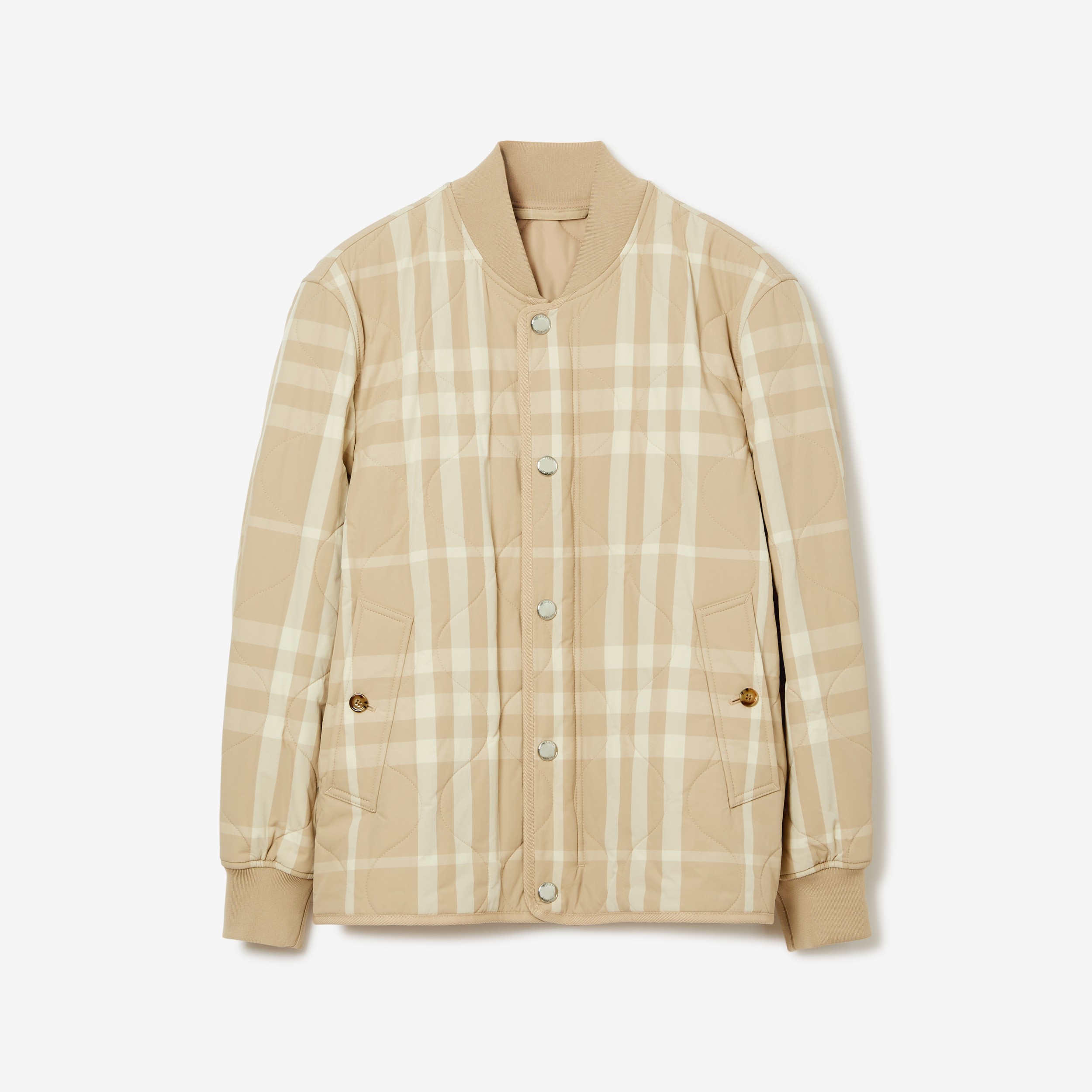 Check Quilted Nylon Bomber Jacket in Soft Fawn - Men | Burberry® Official - 1