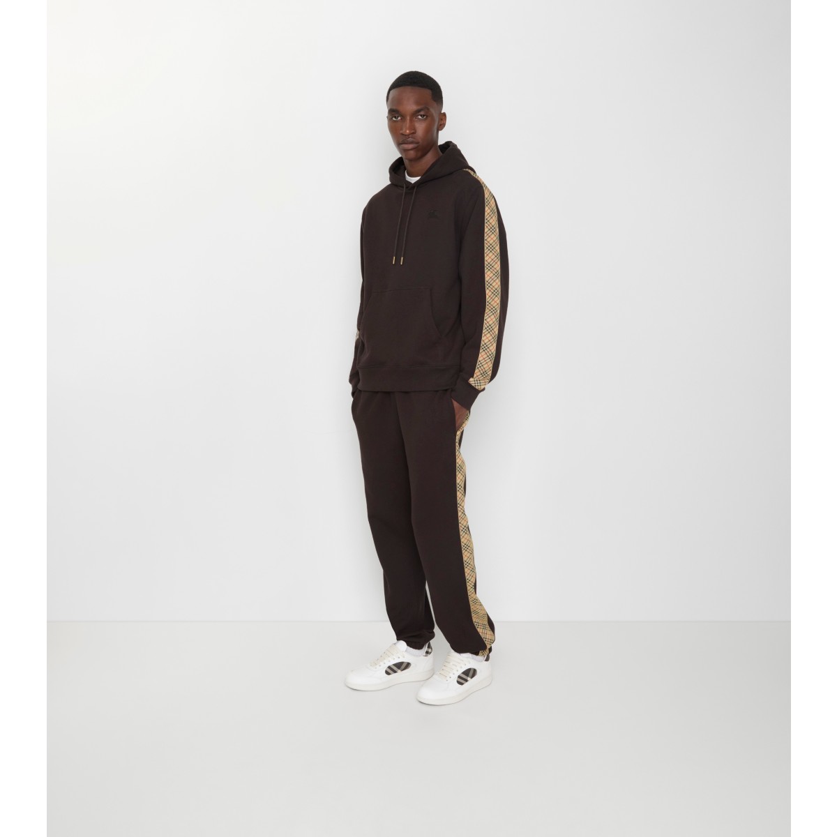  Check Trim Cotton Jogging Pants