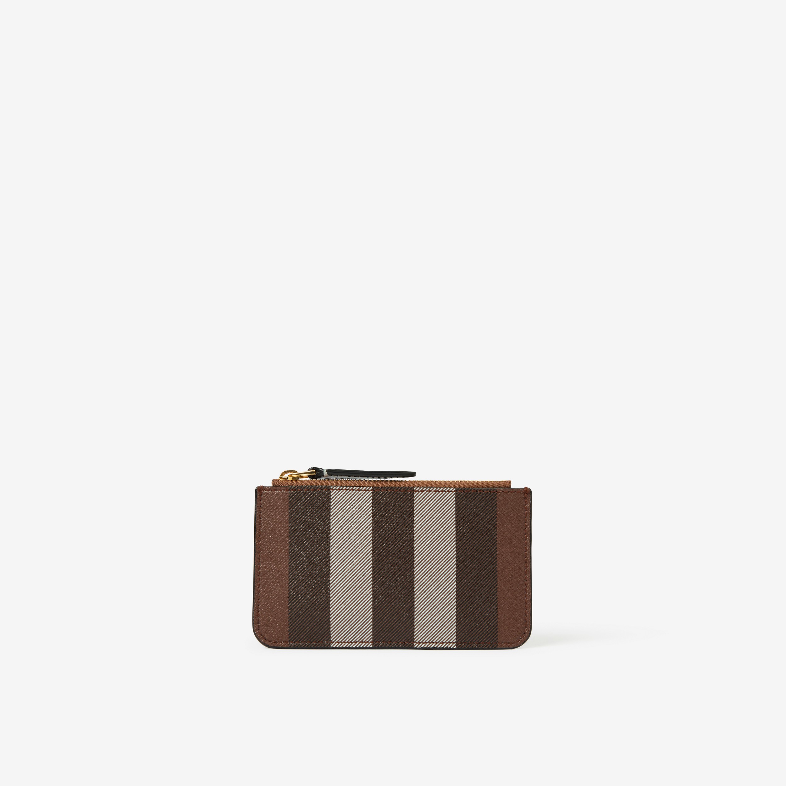 Exaggerated Check Coin Case with Strap in Dark Birch Brown - Women | Burberry® Official - 1