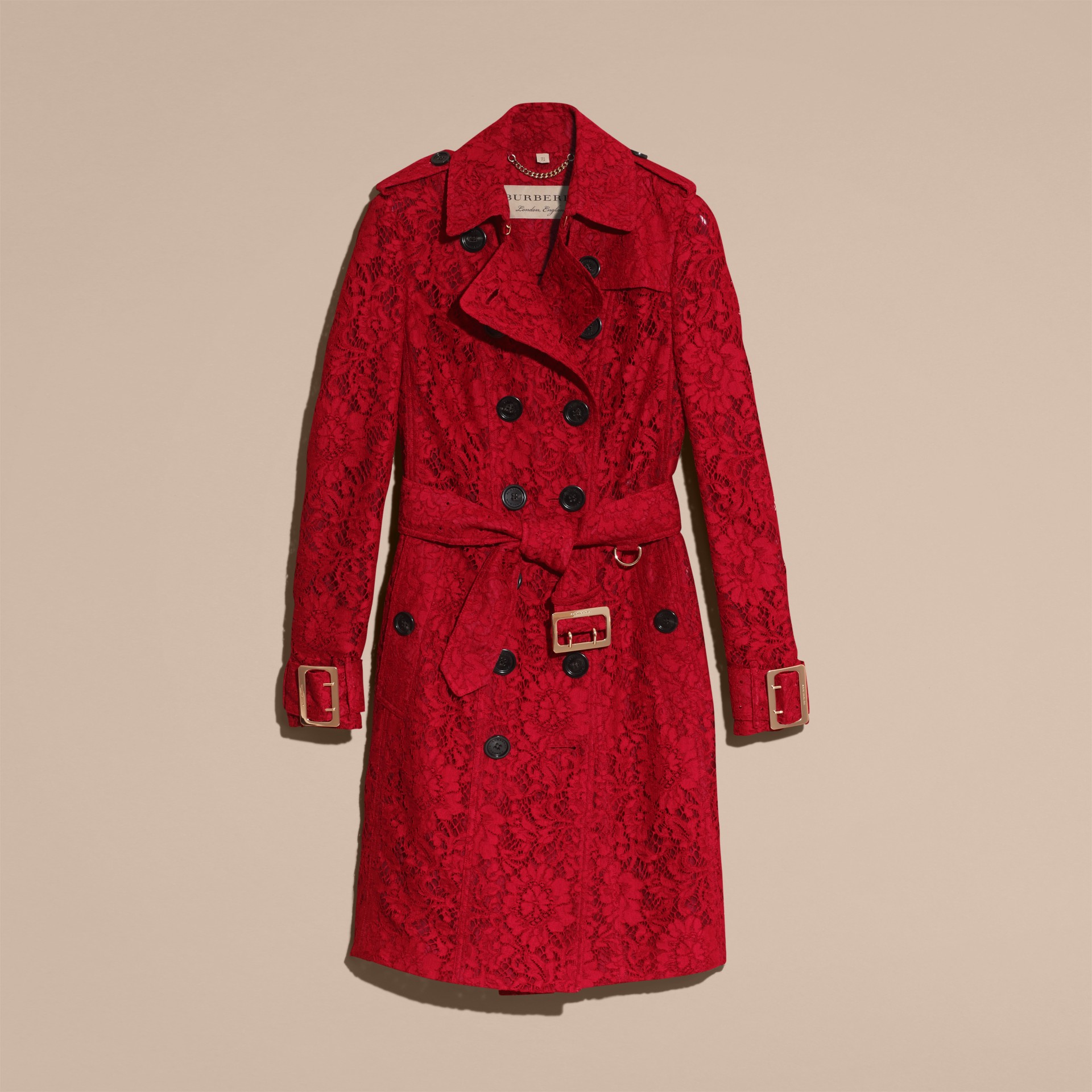Lace Trench Coat in Parade Red Women Burberry United States