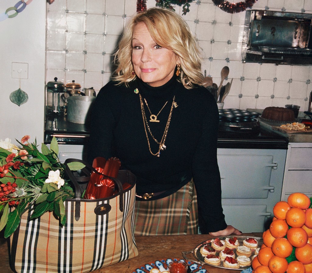 Actress and presenter Joanna Lumley in the Burberry Festive 2025 Campaign 