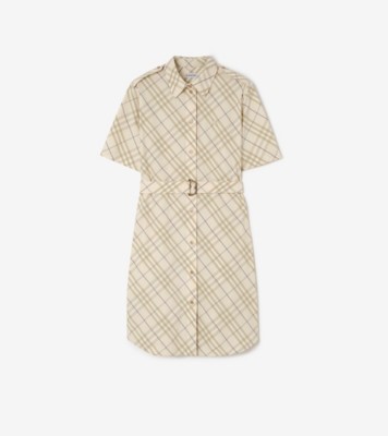 Burberry チェック コットンシャツドレス (セサミベージュ) - ウィメンズ | Burberry®公式サイト