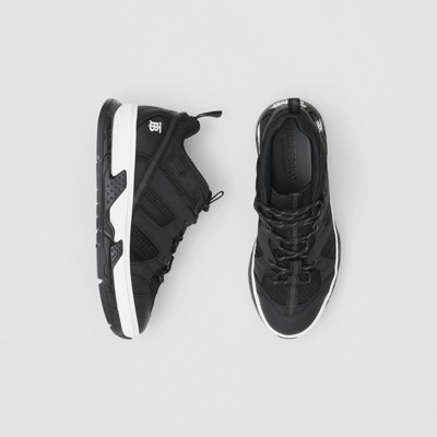 Mesh and Nubuck Union Sneakers in Black 
