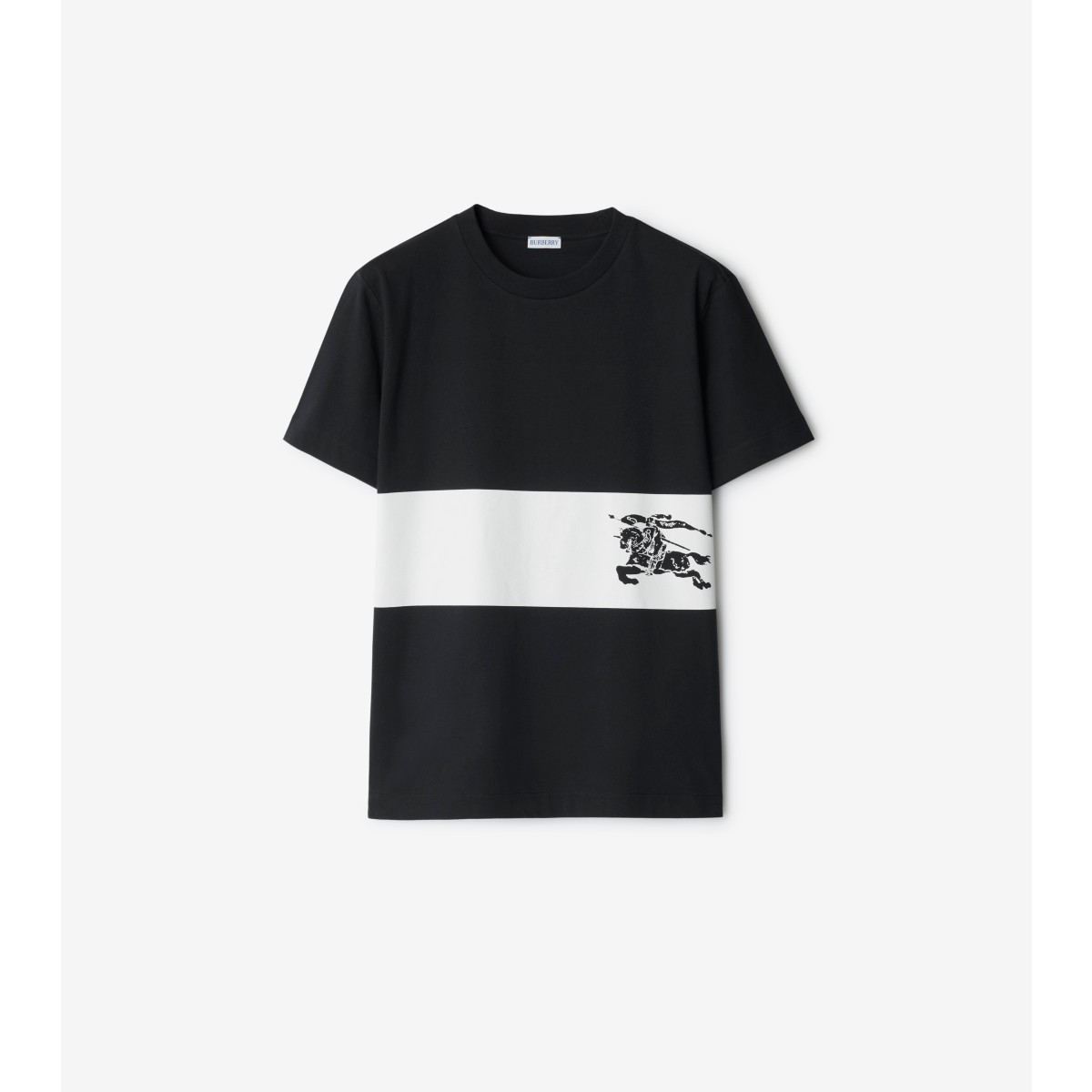 Shop Burberry Ekd Stripe Cotton T-shirt In Black