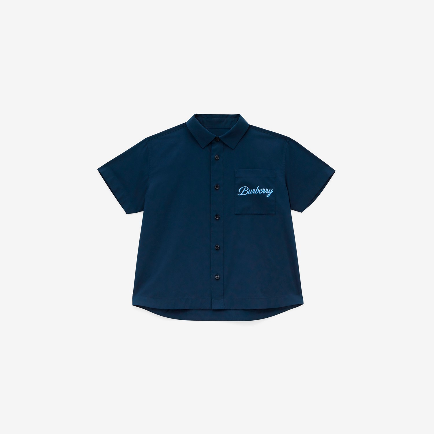 Camisa de algodão stretch com logotipo (Azul Grafite Intenso) - Crianças | Burberry® oficial