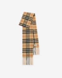 Narrow Check Cashmere Scarf in colour Sand beige