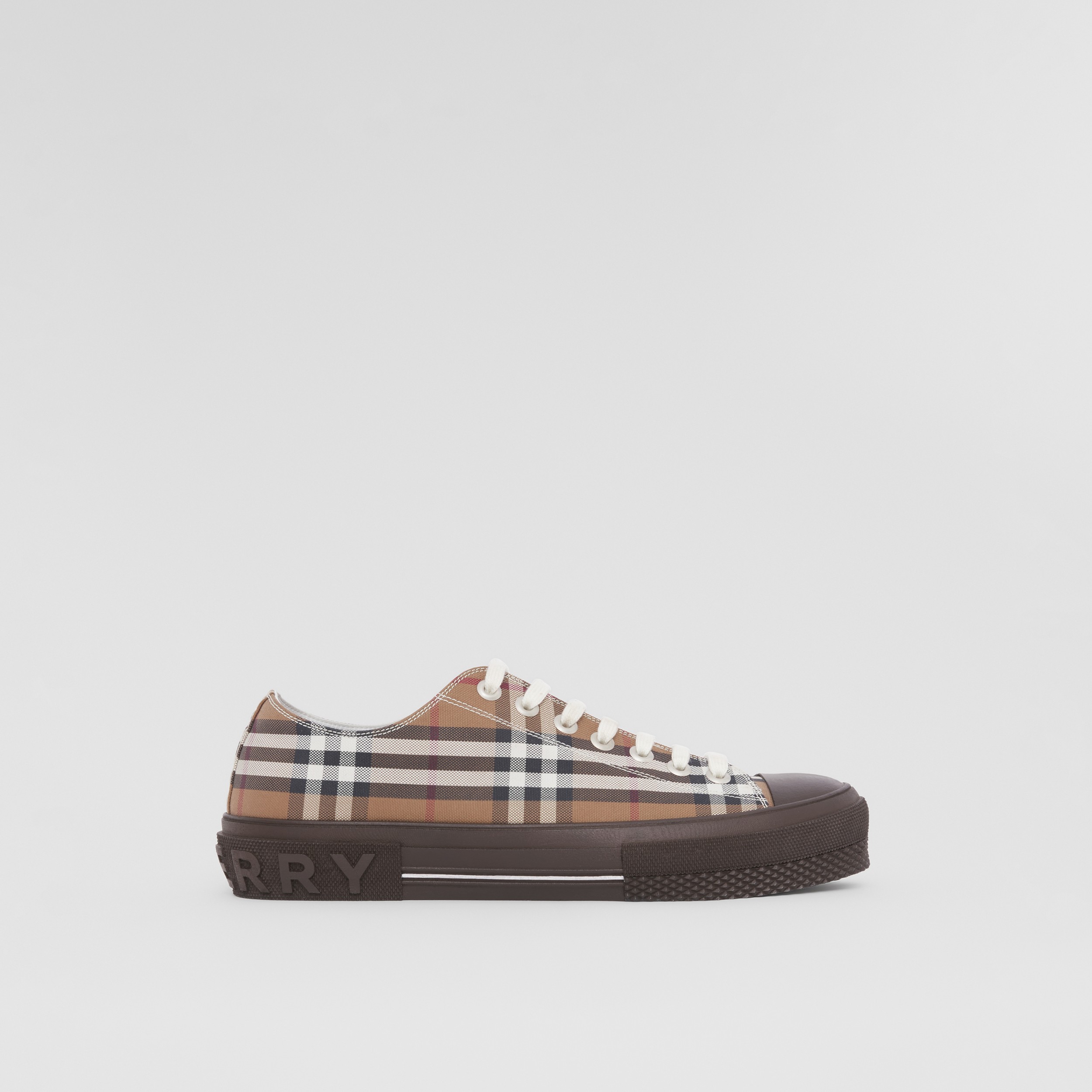 Vintage Check Cotton Sneakers in Birch Brown - Men | Burberry® Official - 1