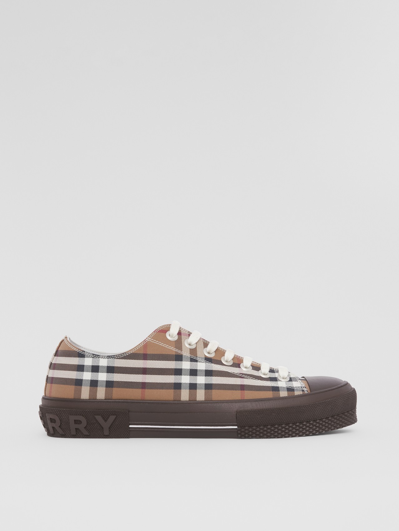 Baumwoll-Sneaker mit Vintage Check-Muster (Birkenbraun)