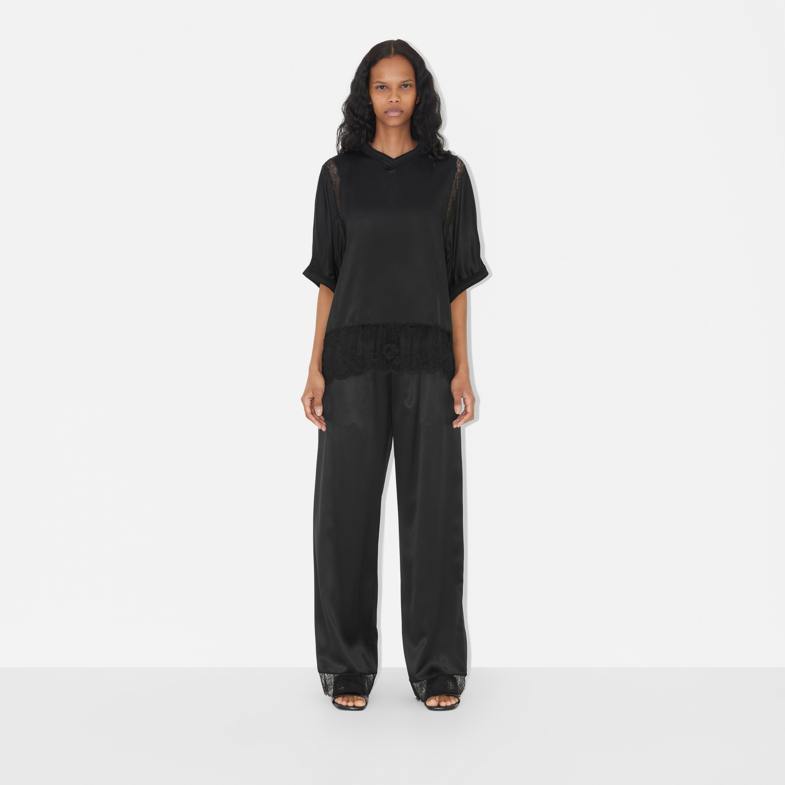Silk Wide-leg Trousers in Black - Women | Burberry® Official - 2