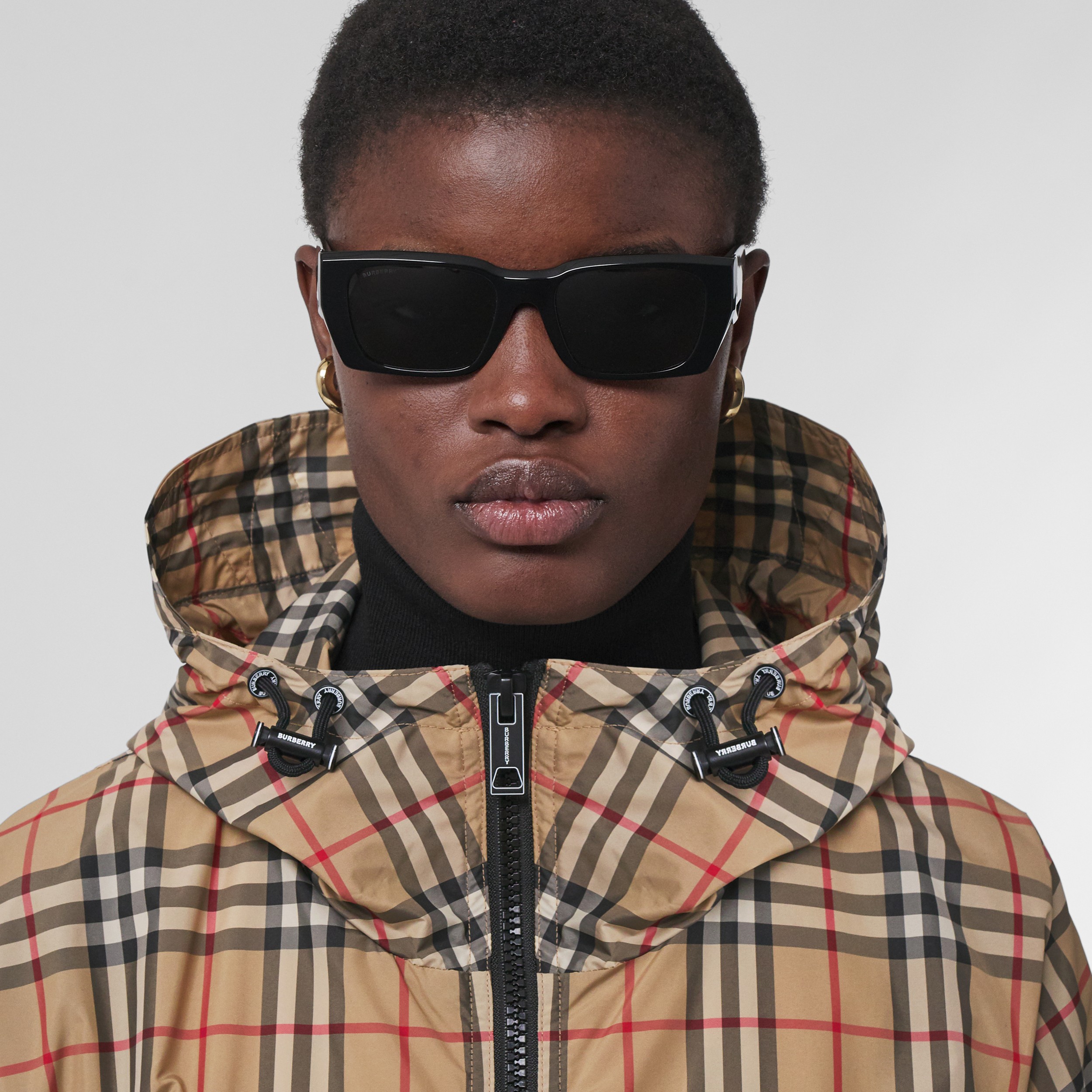 Logo Tape Vintage Check Hooded Jacket in Archive Beige - Women | Burberry® Official - 2