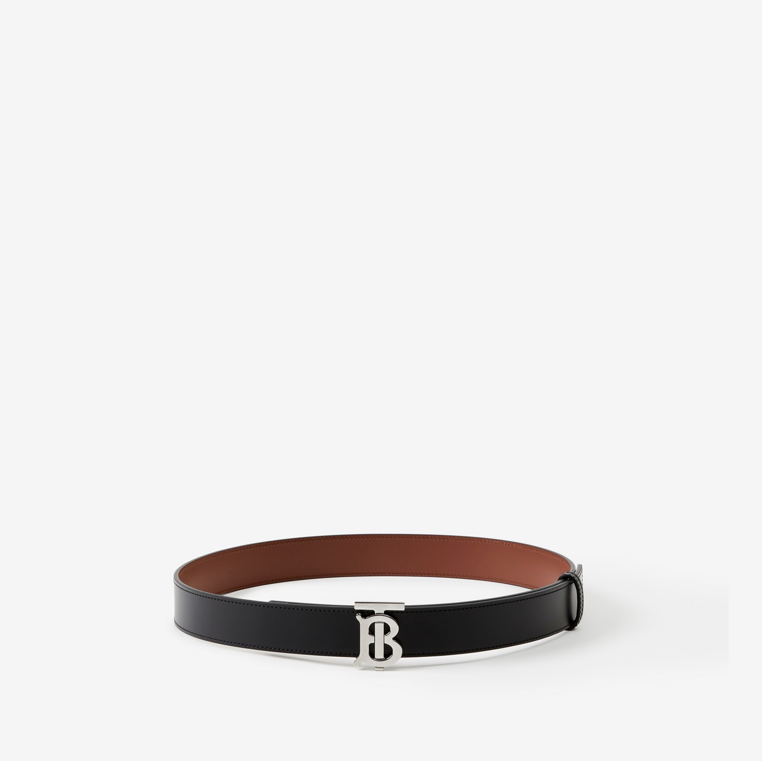 Leather Reversible TB Belt in Black/tan/silver - Women | Burberry® Official