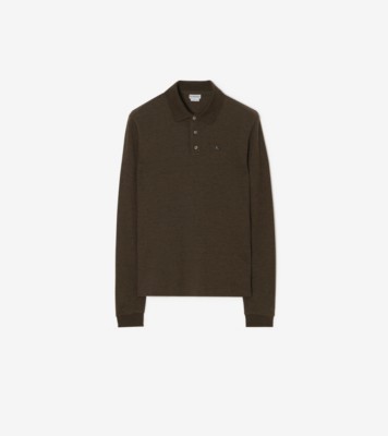 Long sleeve Wool Cotton Polo Shirt Darkwood ®