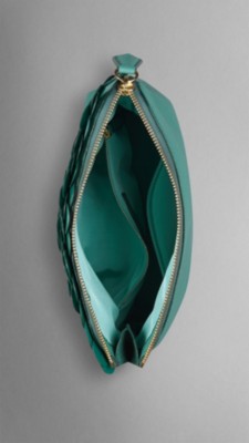 aqua green the petal in leather with patent embellishment