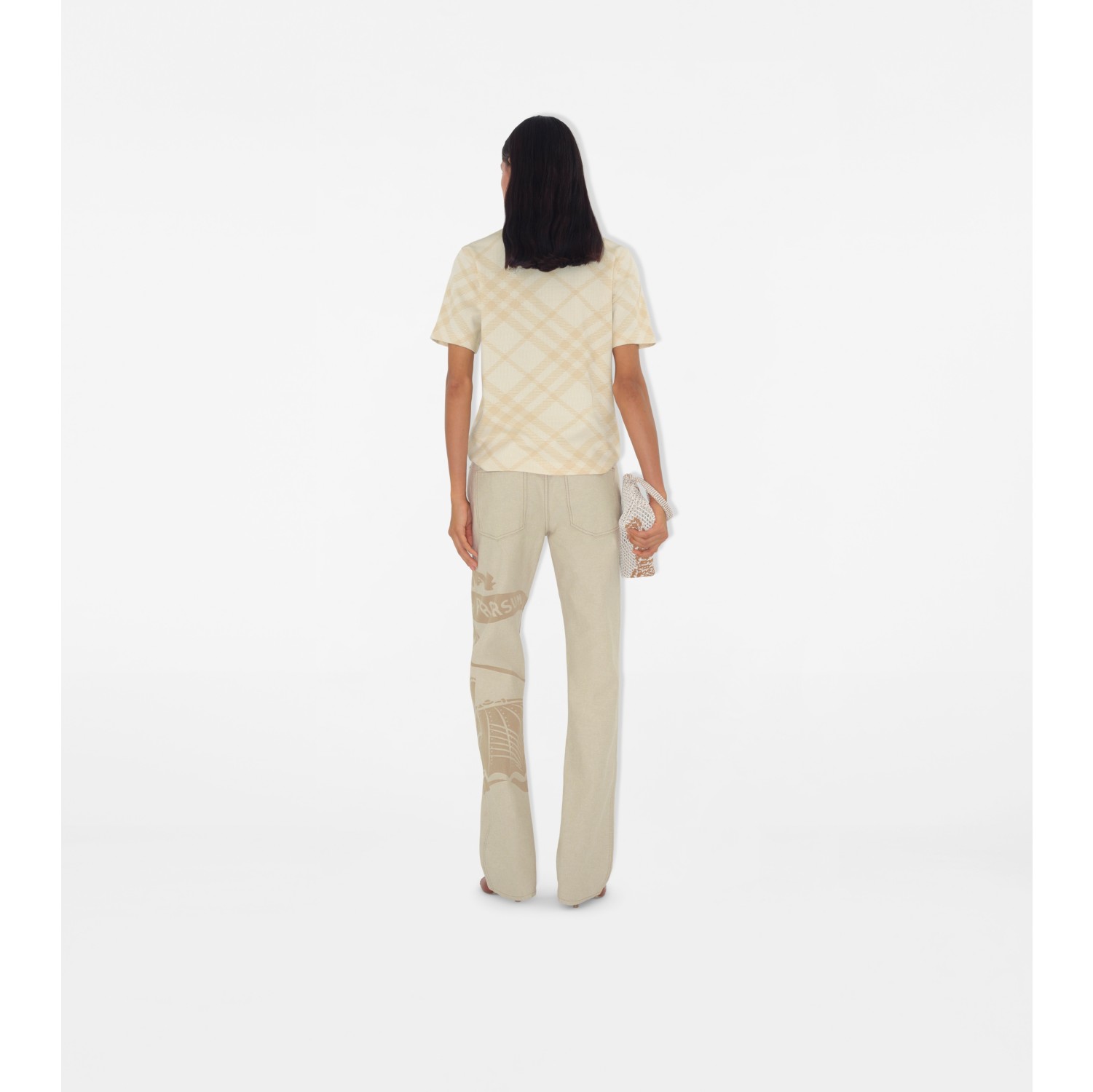 Check Stretch Cotton Blend T-shirt