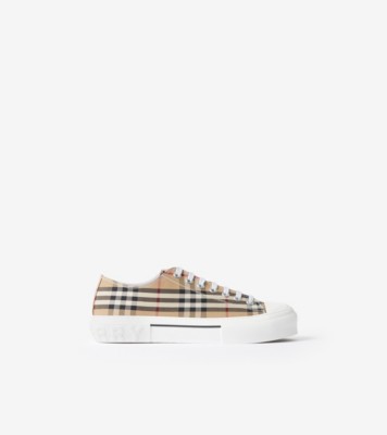 Check Cotton Sneakers in Archive beige Burberry Official