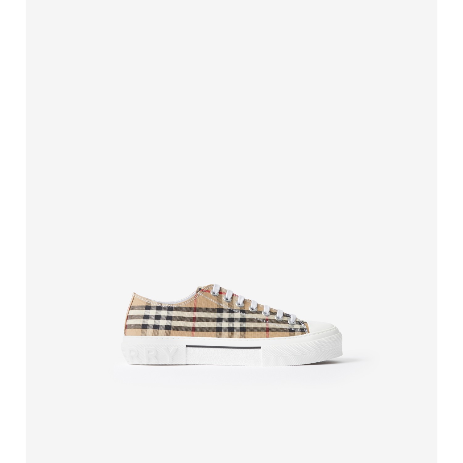 Sneakers en coton Check Beige d archive Homme Site officiel Burberry