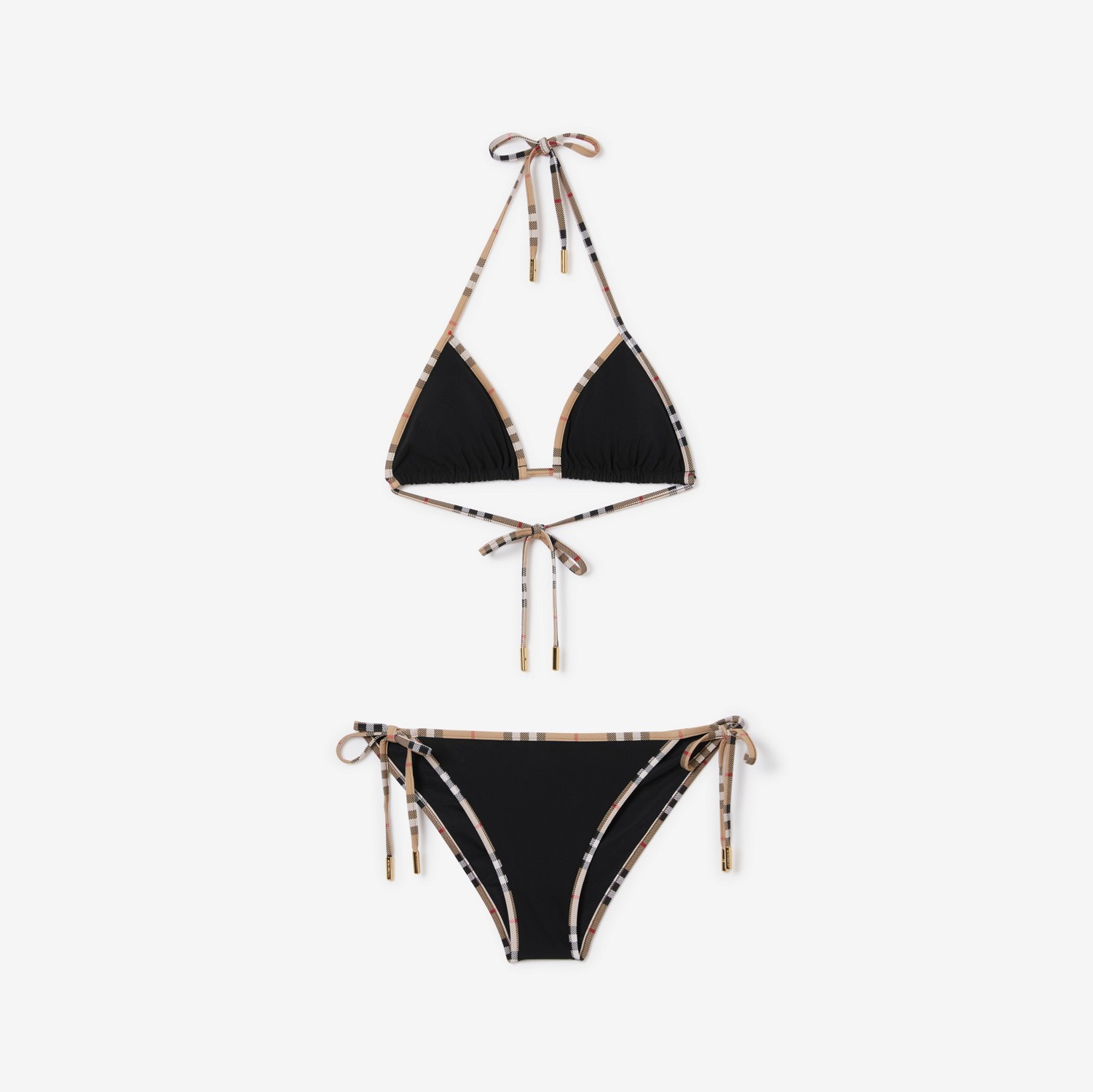 Bikini triangle en nylon stretch avec Check (Noir) - Femme | Site officiel Burberry®