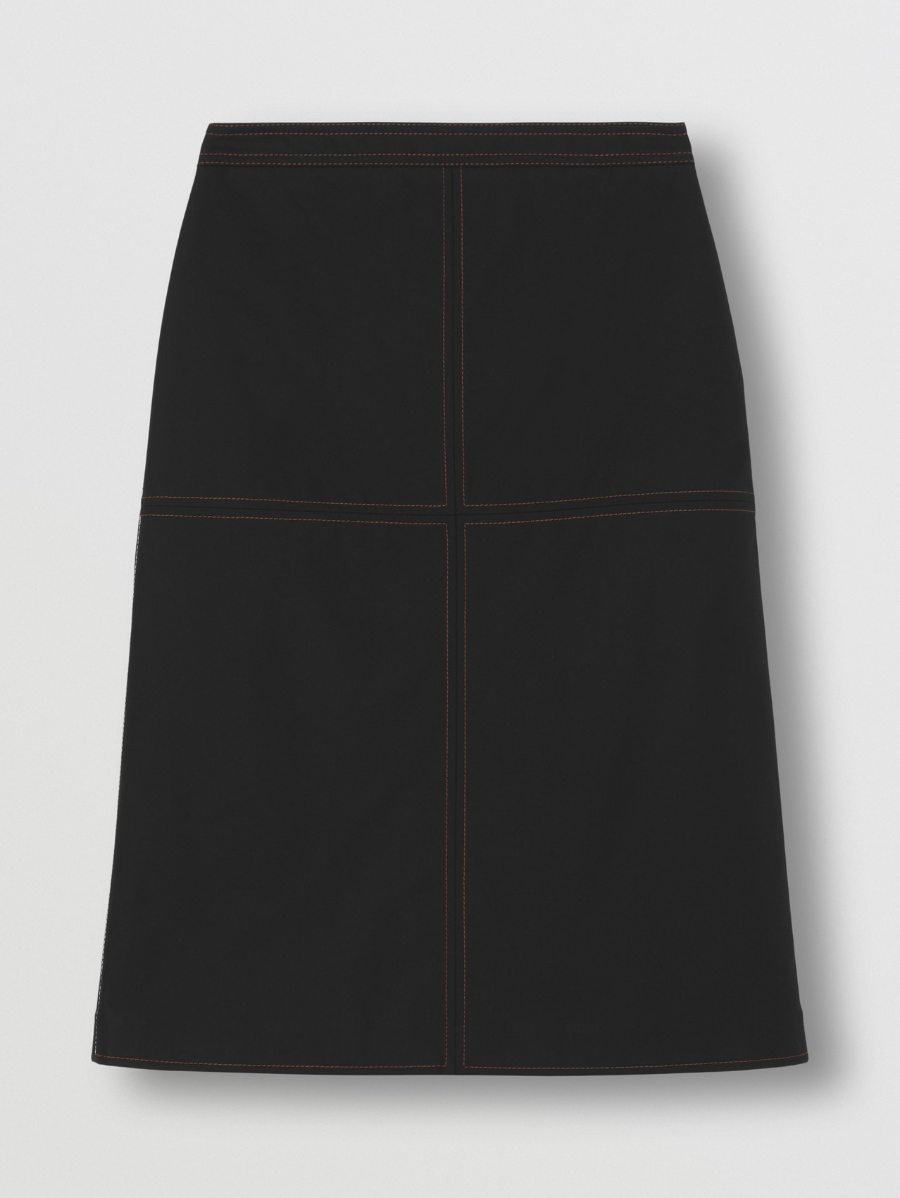 Topstitched Cotton Gabardine Skirt in Black