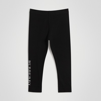 Stretch Cotton Leggings in Black - Girl | Burberry United States