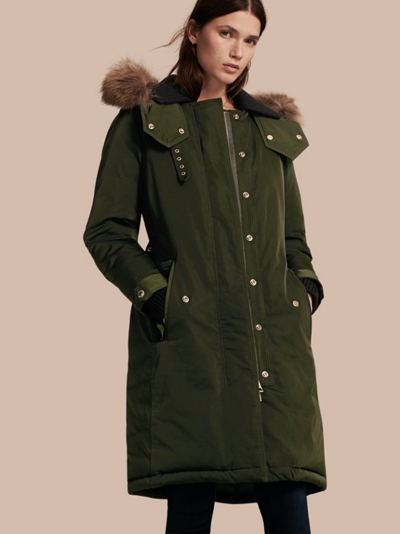 Fall And Winter Coats For Women Outerwear London Fog Down Filled Parka Coat With Detachable Fur Trim Dark Cedar Green