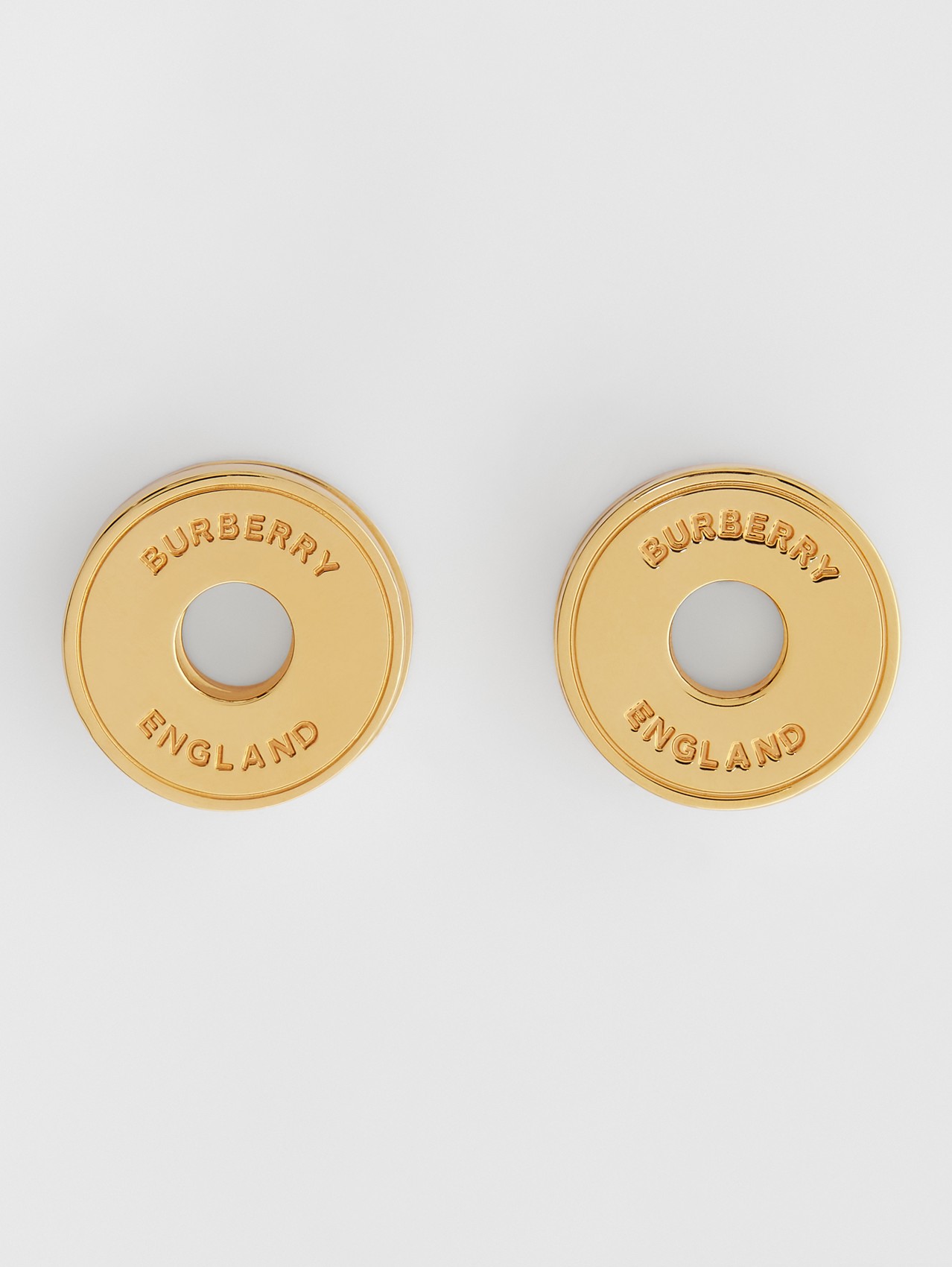 Позолоченные серьги с логотипом Burberry in Светлое Золото
