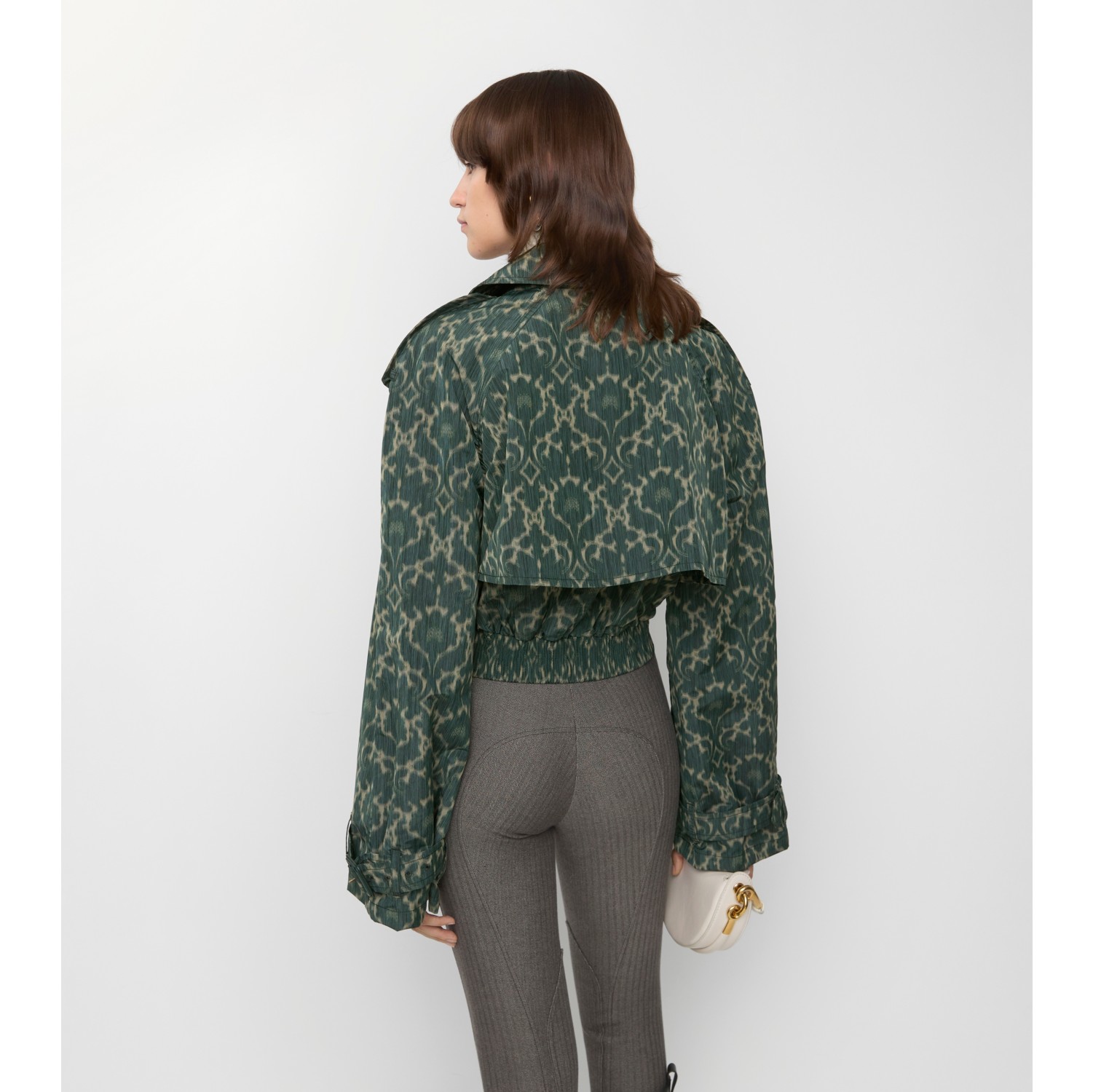 Cropped Baroque Viscose Blend Trench Jacket