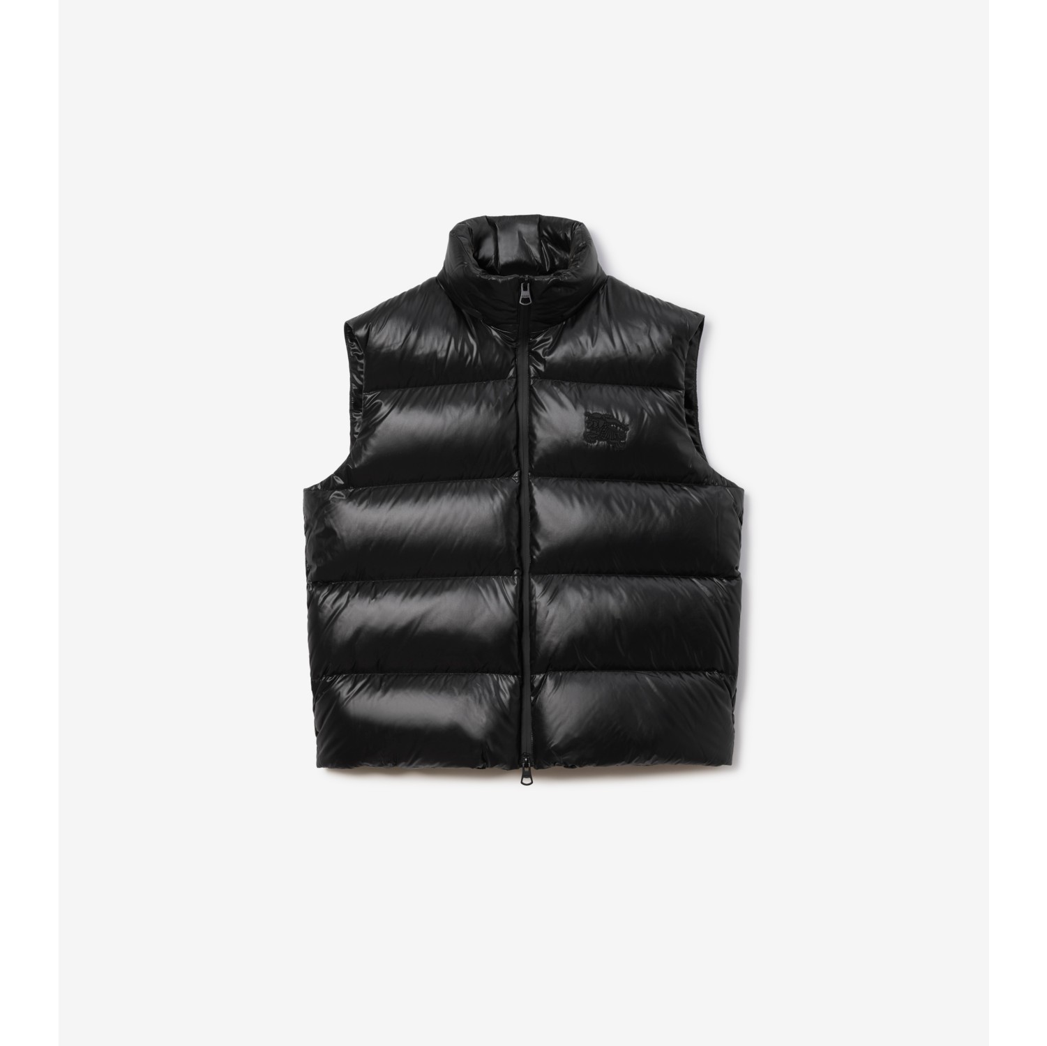 Nylon Puffer Gilet in Black Men Burberry Official