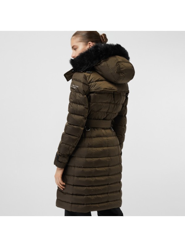 Detachable Hood Down-filled Puffer Coat in Dark Olive - Women ...