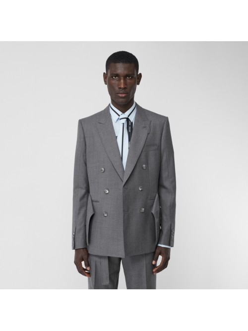 Shop Burberry English Fit Cargo Belt Detail Wool Tailored Jacket In  Charcoal Grey